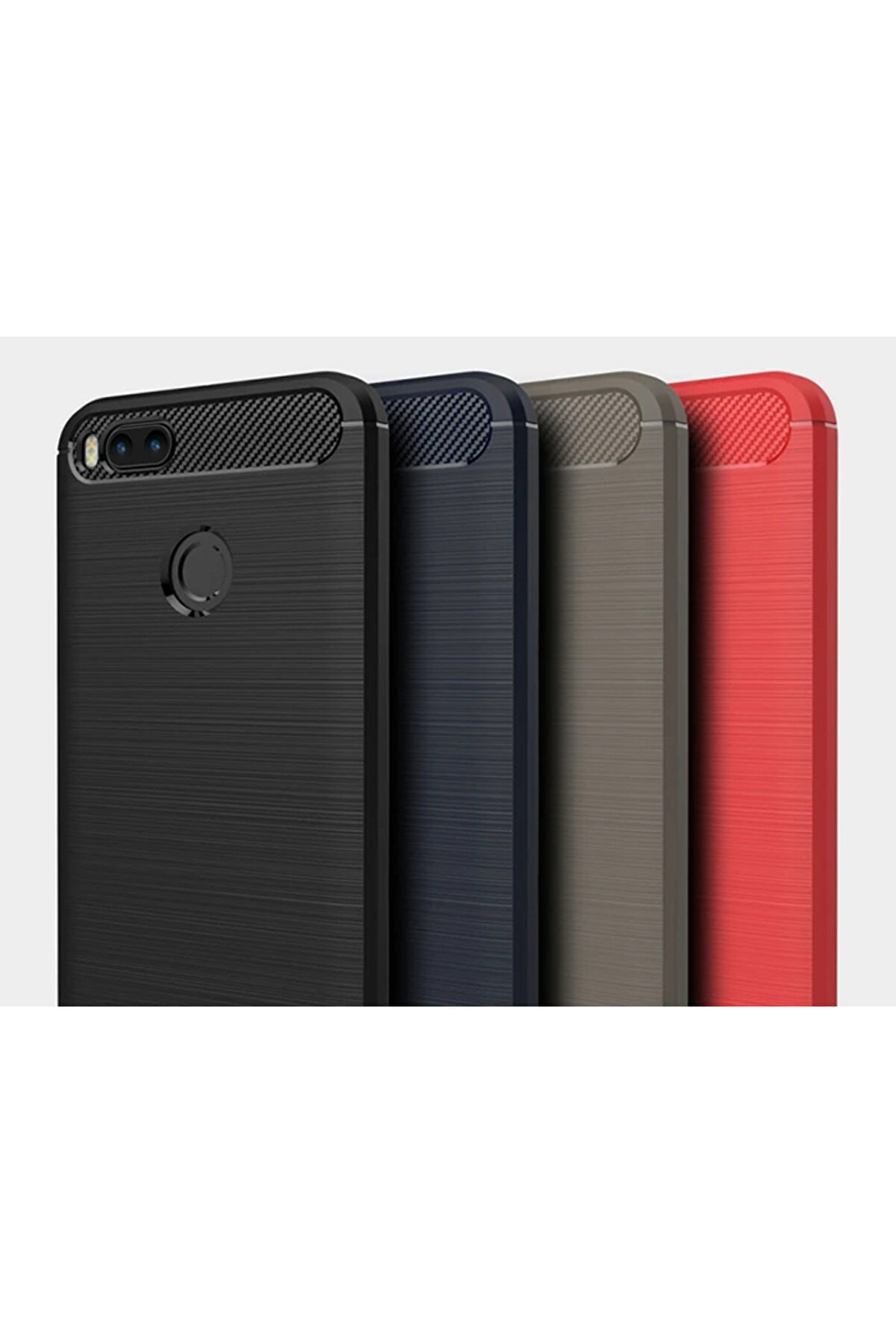 Xi̇aomi̇ Mi̇ 5X Dark Ultra Koruma Karbon Fi̇ber Doku Si̇li̇kon Kılıf-(5775) - Gms6564-1078