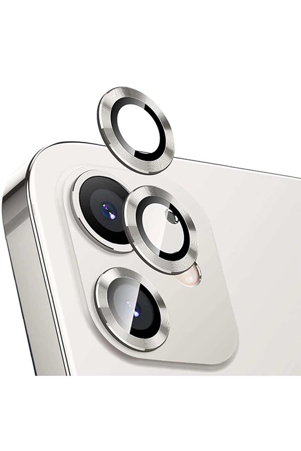 Ally İphone 12 - 12 Mi̇ni̇ 3D Metal Çerçeveli̇ Kamera Lens Koruyucu-(1903) - Dropx6662-9435