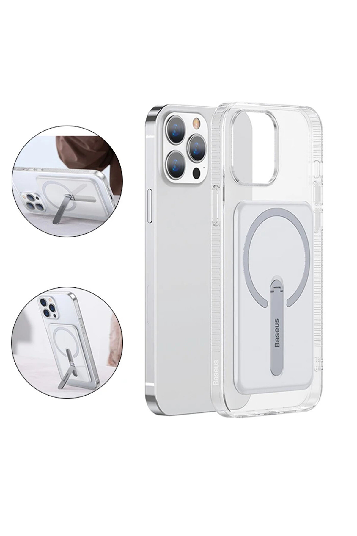 CepteToptan iPhone 13 Pro 6.1inç Manyetik Magsafe Standlı Silikon Kılıf-(1903) - DROPX1584-6665