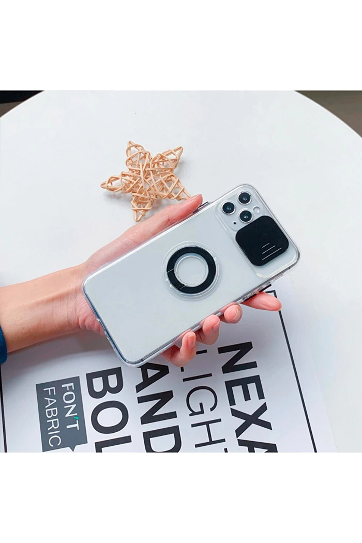 Ally İphone 12 Pro Max Kılıf Sürgülü Kamera Lens Korumalı Yüzük Standlı - Dropx5854-4936