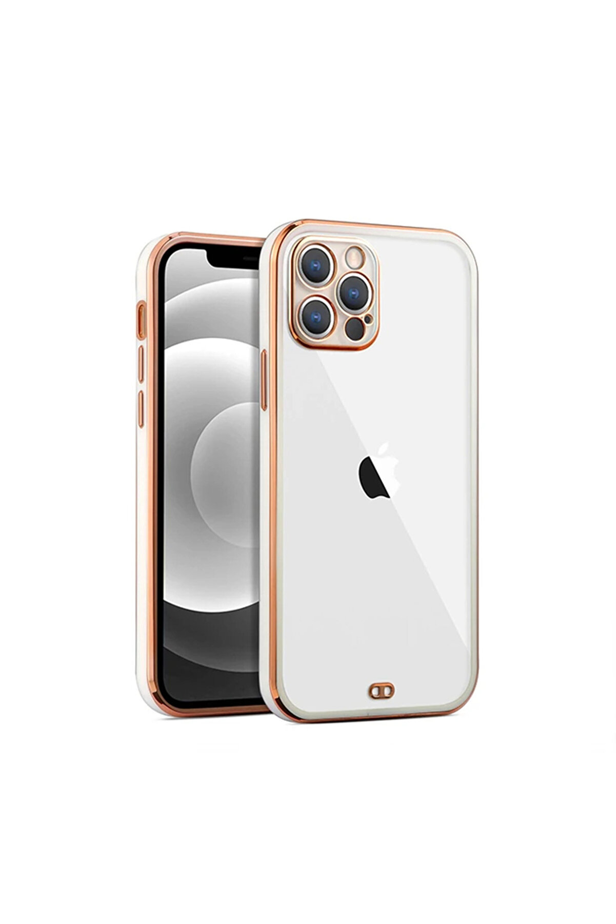 gizmurstore iPhone 12 Pro 6.1inç Gold Çerçeve Kamera Korumalı Bumper Kılıf-(5775) - GMS9346-5976