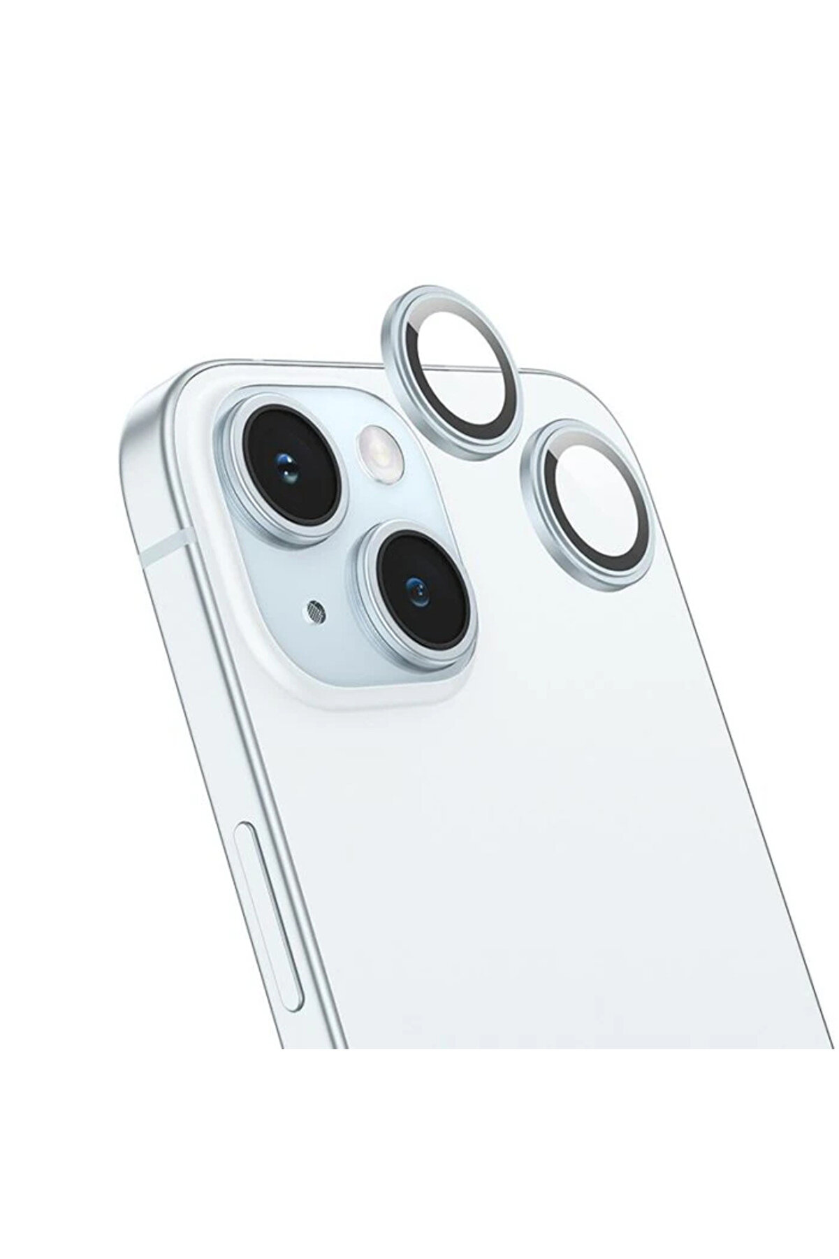 CepteToptan HOCO Crystal Clear iPhone 15-15 Plus HD 3D Metal Çerçeveli Kamera Koruyucu Len - DROPX6648-9568