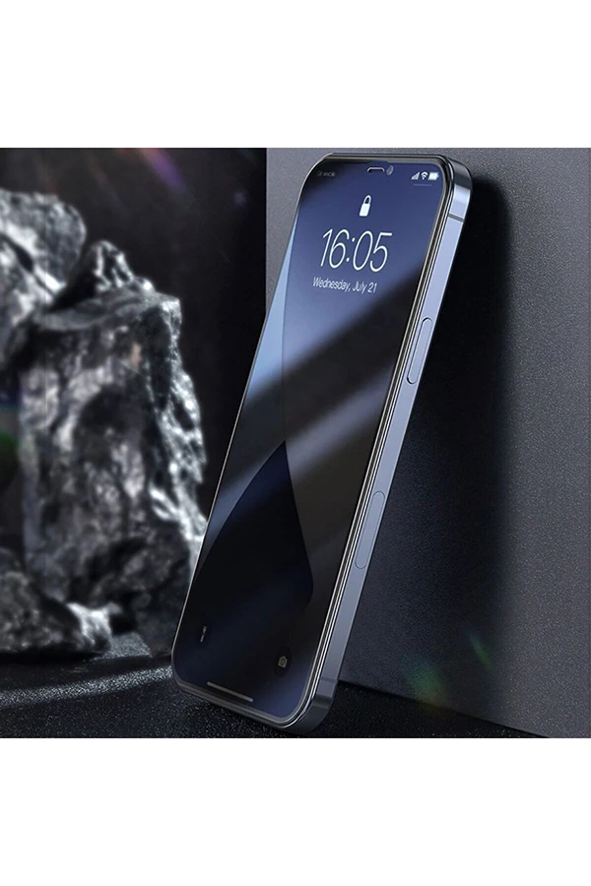 İphone 12 Mi̇ni̇ Ekran Koruyucu 023Mm Anti̇ Spy Çerçeveli̇ Tempered Cam Ekran Koruyuc - Gms1790-7990