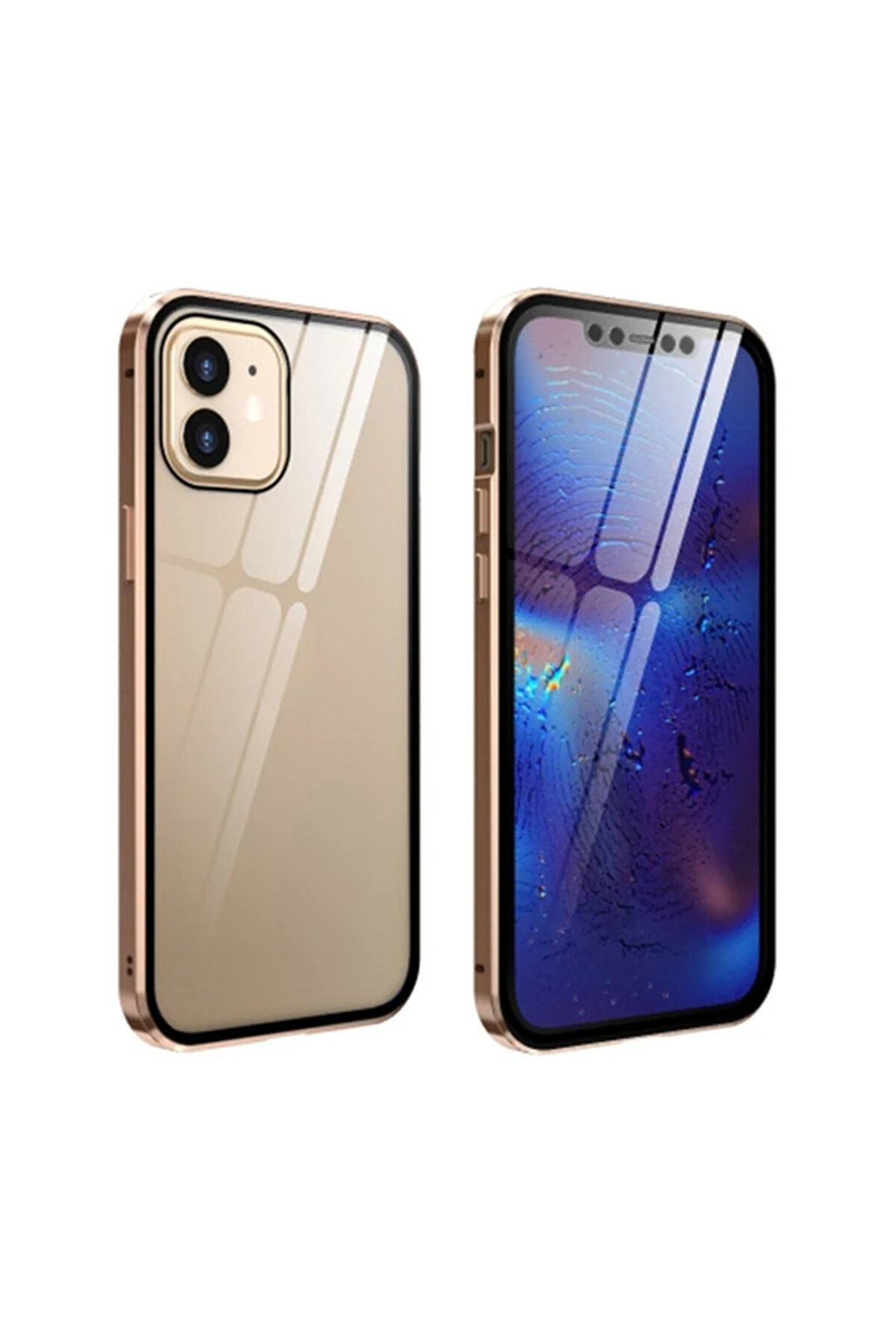 İphone 12 Mıknatıslı 360 Derece Ön Ve Arka Cam Full Korumalı Manyeti̇k Kılıf- - Gms8648-5032