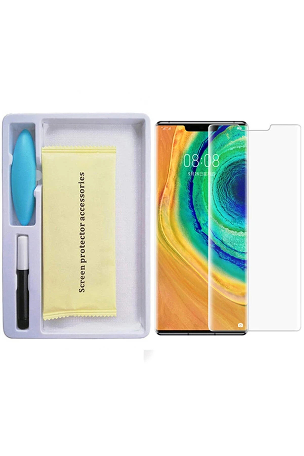 gizmurstore Huawei Mate 30 Pro Full Liquid+UV Işık 3d Kırılmaz Cam Ekran Koruyucu-(5775) - GMS1066-5010