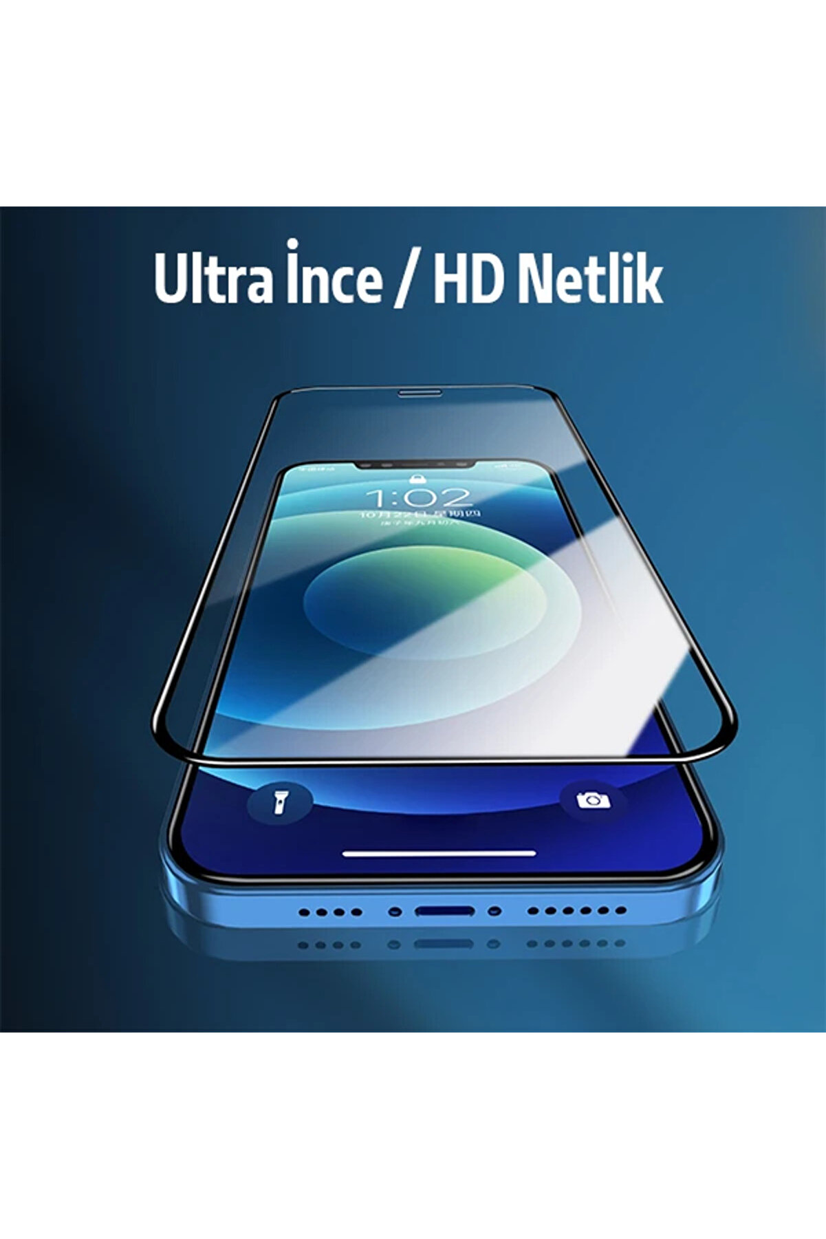 Ally İphone 12-12 Pro 5D Kavi̇sli̇ Full Tempered Cam Ekran Koruyucu-(5775) - Gms1233-9028