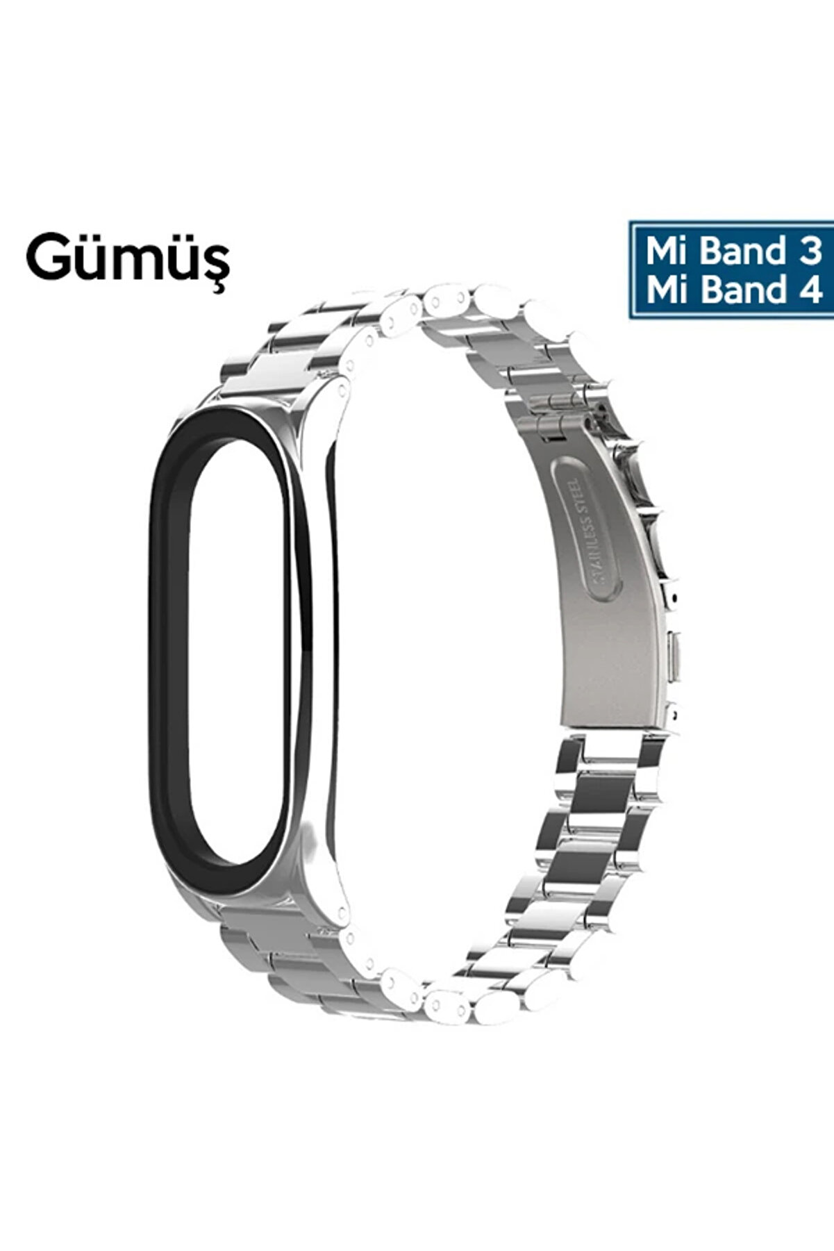 Mi̇jobs Xi̇aomi̇ Mi̇ Band 4 Akıllı Saat 3 Bakla Çeli̇k Kayış Kordon-(1903) - Dropx7162-8360