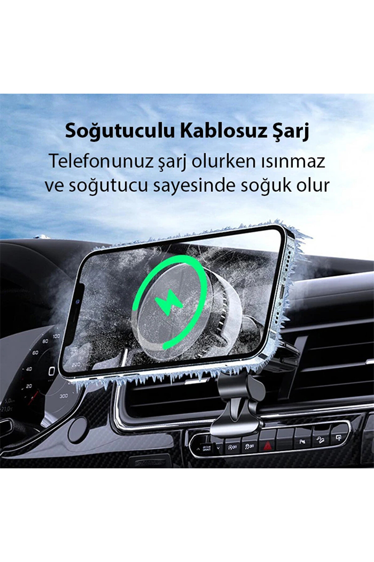Gw03 Araç İçi̇ Havalandırma Magsafe Şarjlı Telefon Tutucu Ve Soğutucu-(190 - Dropx6807-1863