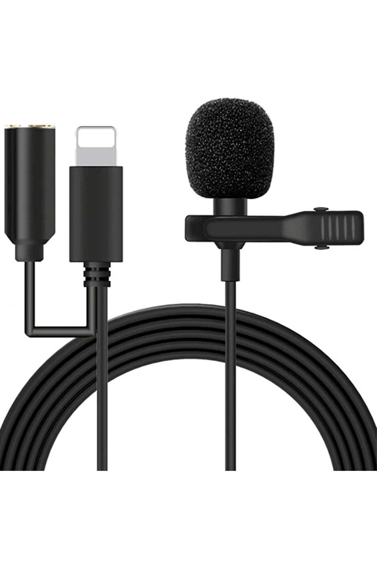 CepteToptan ALLY iPhone Lightning Yaka Mikrofonu+3.5MM jack Profesyonel Youtuber Mikrofonu-( - DROPX1785-9616