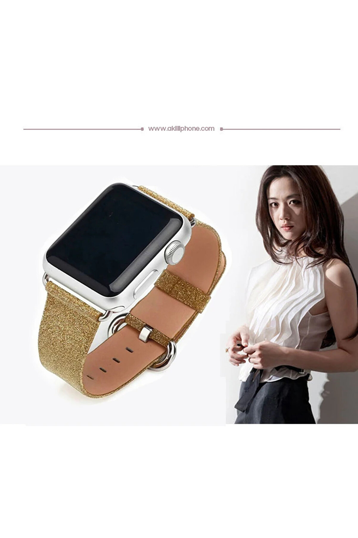 Ally Apple Watch 7-8 45Mm 6-5-4 44Mm Kordon Kayış Deri̇ İnce Si̇m İşlemeli̇ 3- - Dropx7453-3860