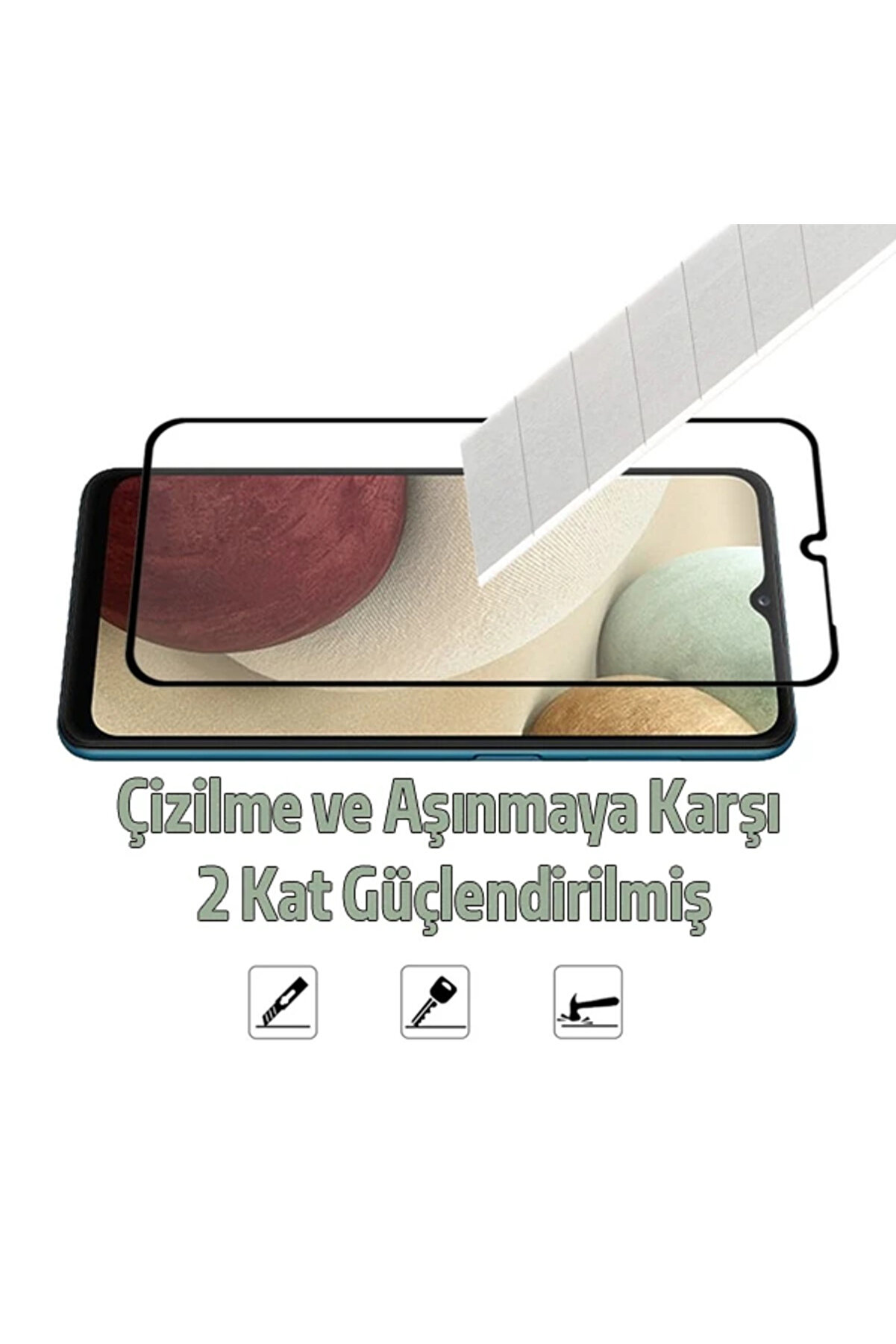 Sm Galaxy A12 Uyumlu Full Glue Full Kaplama Tempered Cam Ekran Koruyucu-(5775) - Najmaddi̇n6464-2643
