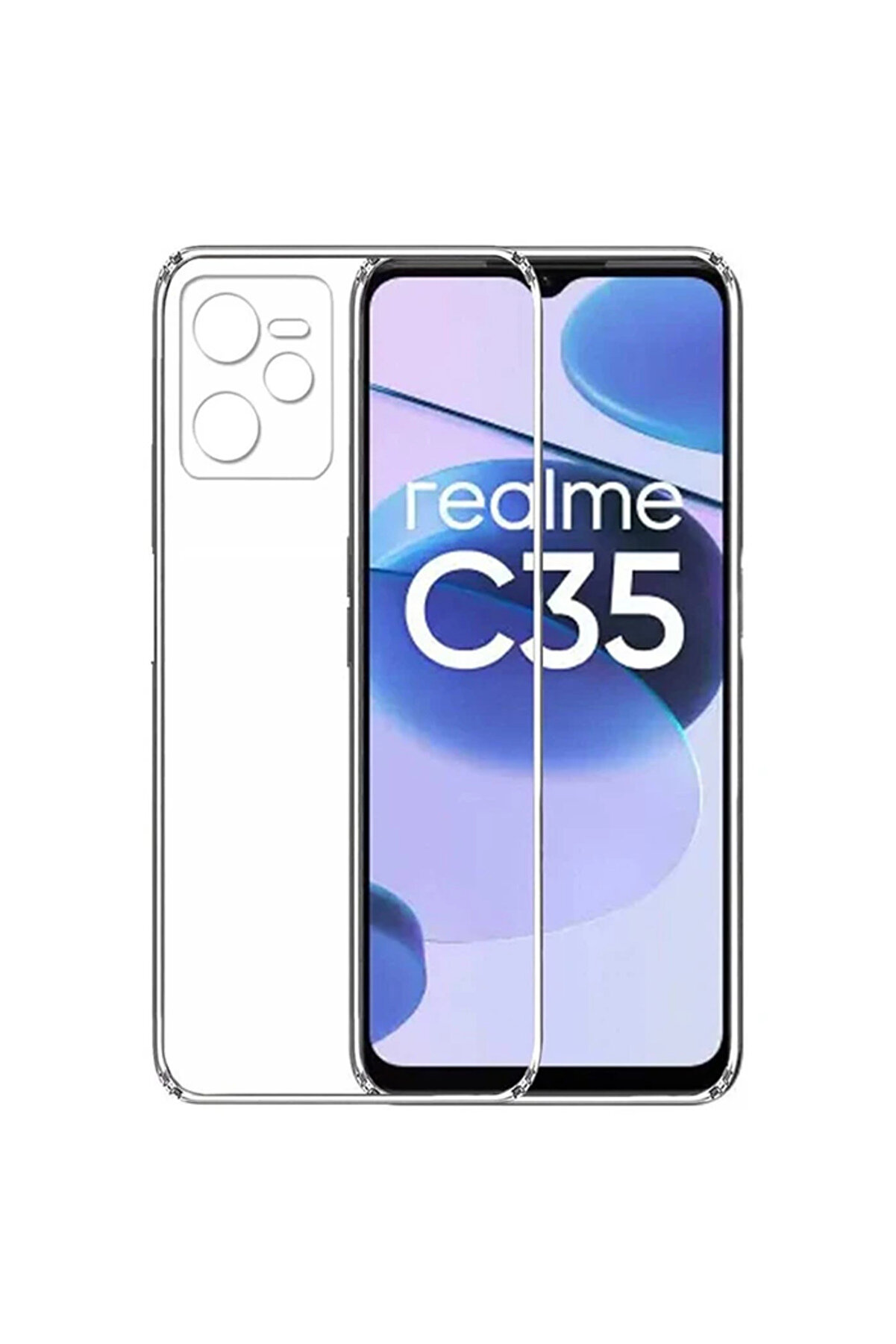 Najmaddin Ally Realme C35 Uyumlu Kılıf Kamera Korumalı Ultra İnce Şeffaf Silikon Kılıf-(5775) - HRN7062-2322
