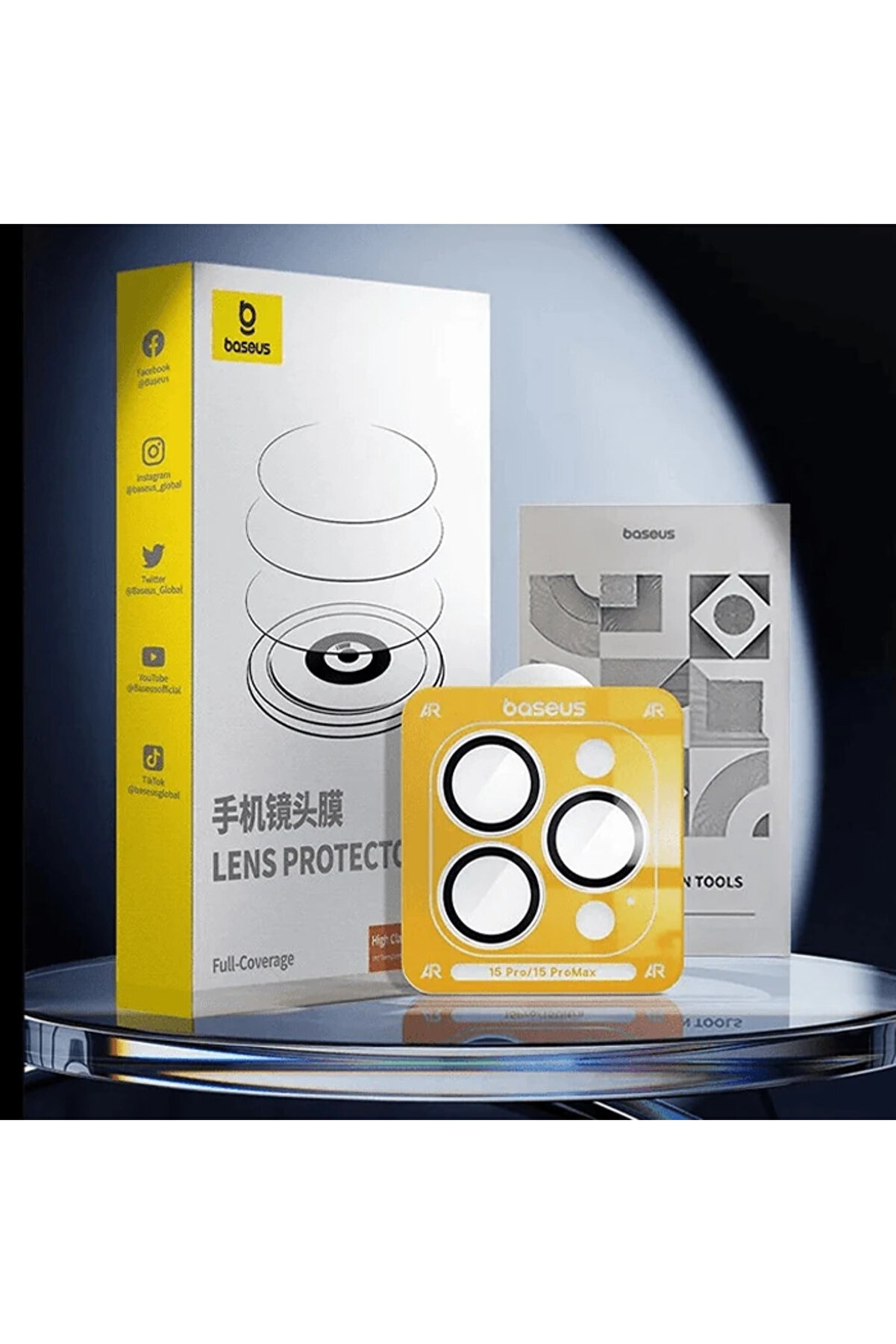 İphone 15 Pro/15 Pro Max İçi̇n Corni̇ng Seri̇si̇ Hd Cam Kamera Koruyucu-(1903) - Dropx4085-4308