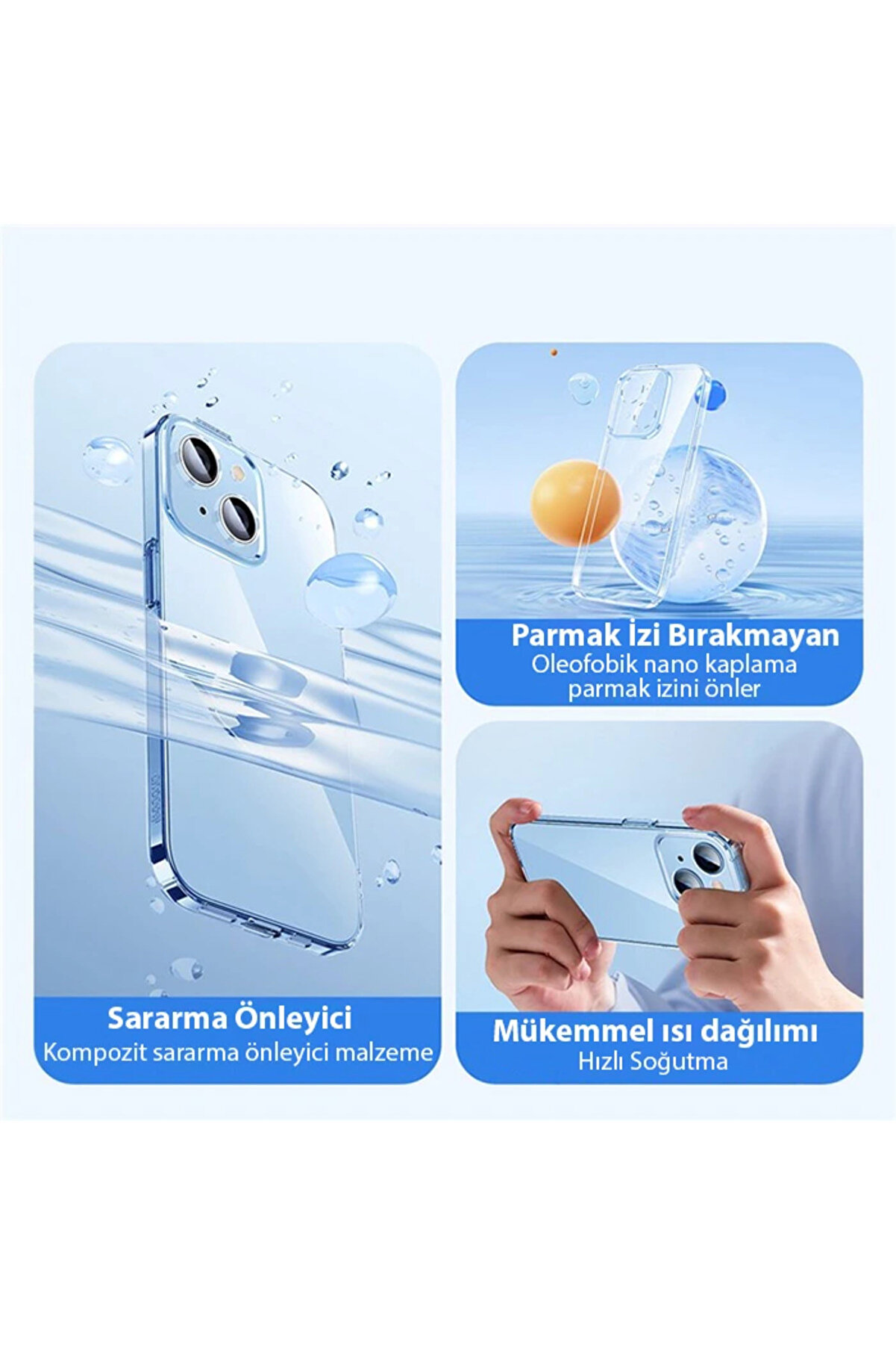 İphone 15 Crystal Seri̇si̇ Si̇li̇kon Kılıf + Tempered Ekran Koruyucu Set-(1903) - Dropx8377-1201