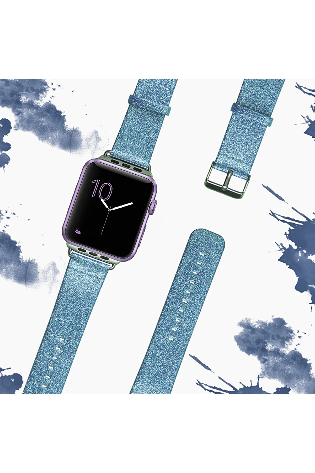 CepteToptan Ally Apple Watch 7-8 45mm 6-5-4 44mm Kordon Kayış Deri Parlak 3-2-1 42mm-(1903 - DROPX9638-7944