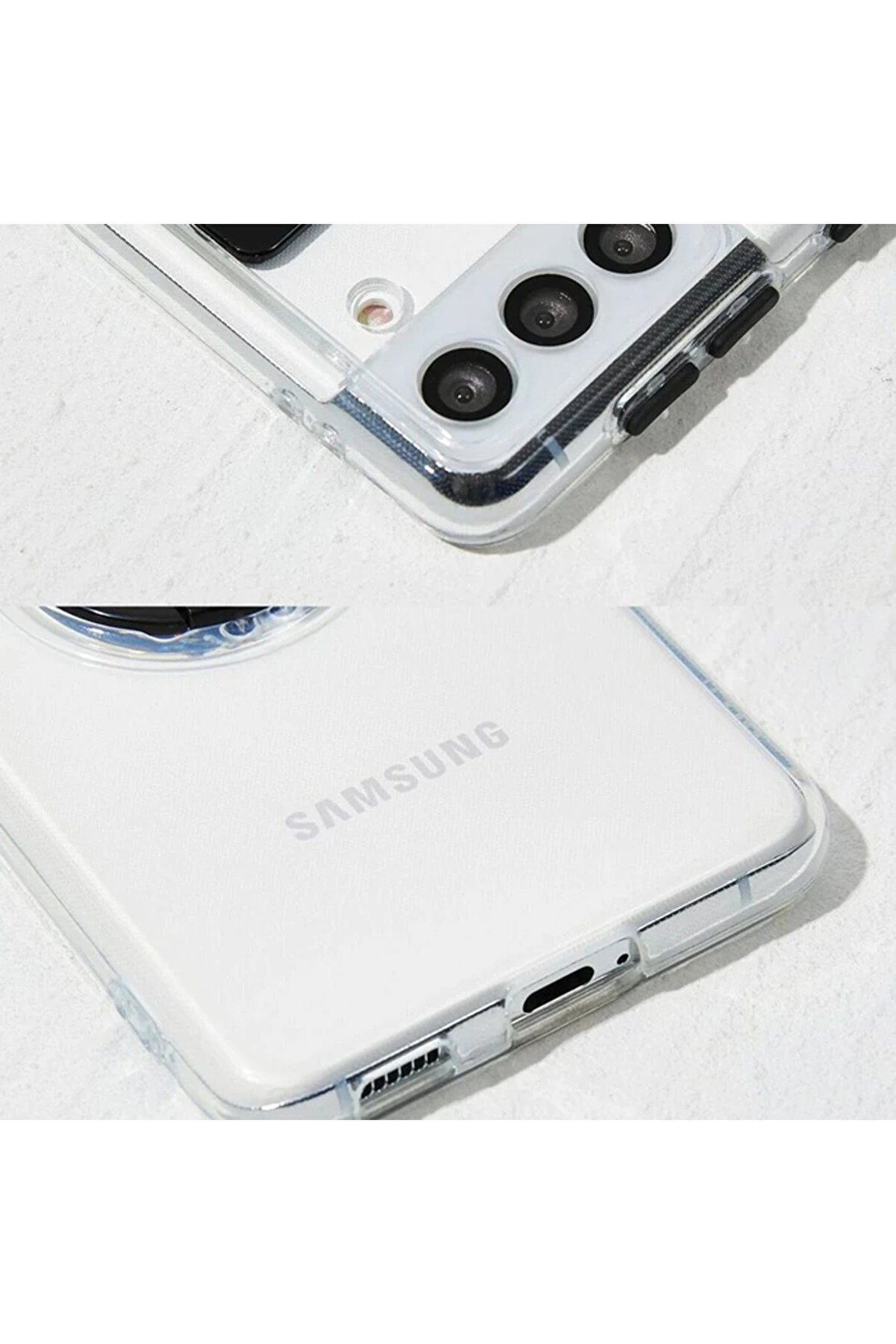 Sm Galaxy S22 Kılıf Sürgülü Kamera Lens Korumalı Yüzük Standlı Si̇li̇kon - Dropx7227-7109