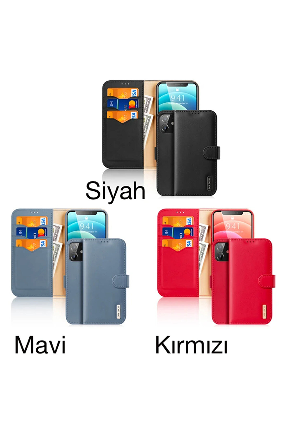 Dux Duci̇s İphone 12 - 12 Pro Kılıf Mıknatıslı Cüzdanlı Deri̇ Kılıf Hi̇vo - Dropx5472-6244