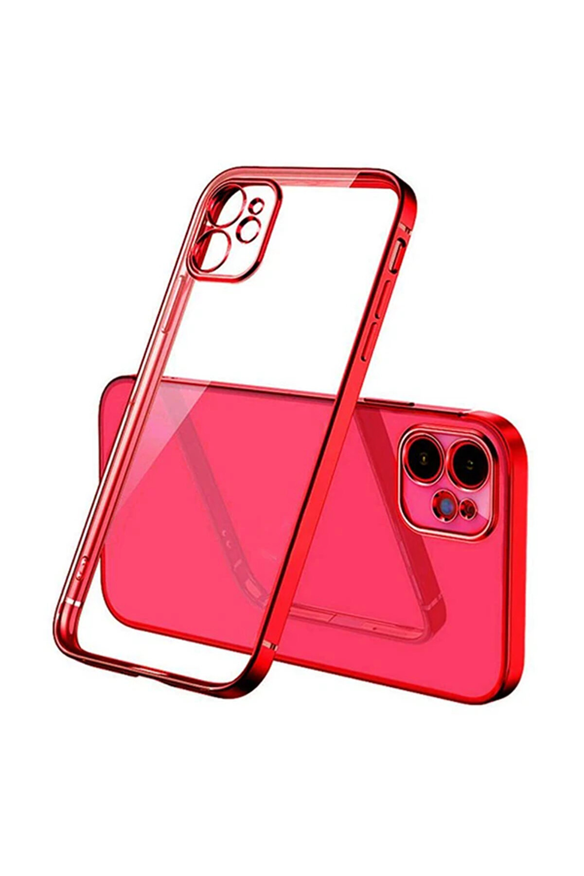 gizmurstore iPhone 12 Mini 5.4inç Renkli Kenar Şeffaf Kılıf Kamera Korumalı Kılıf-(5775) - GMS2537-7336