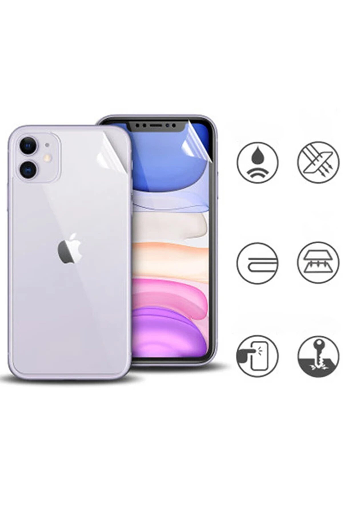 İphone 11 Uyumlu 6.1 Fi̇lm Ön Arka Full Koruyucu Membran Nano Hi̇drojel Koruyucu Set-(5775) - Hrn9570