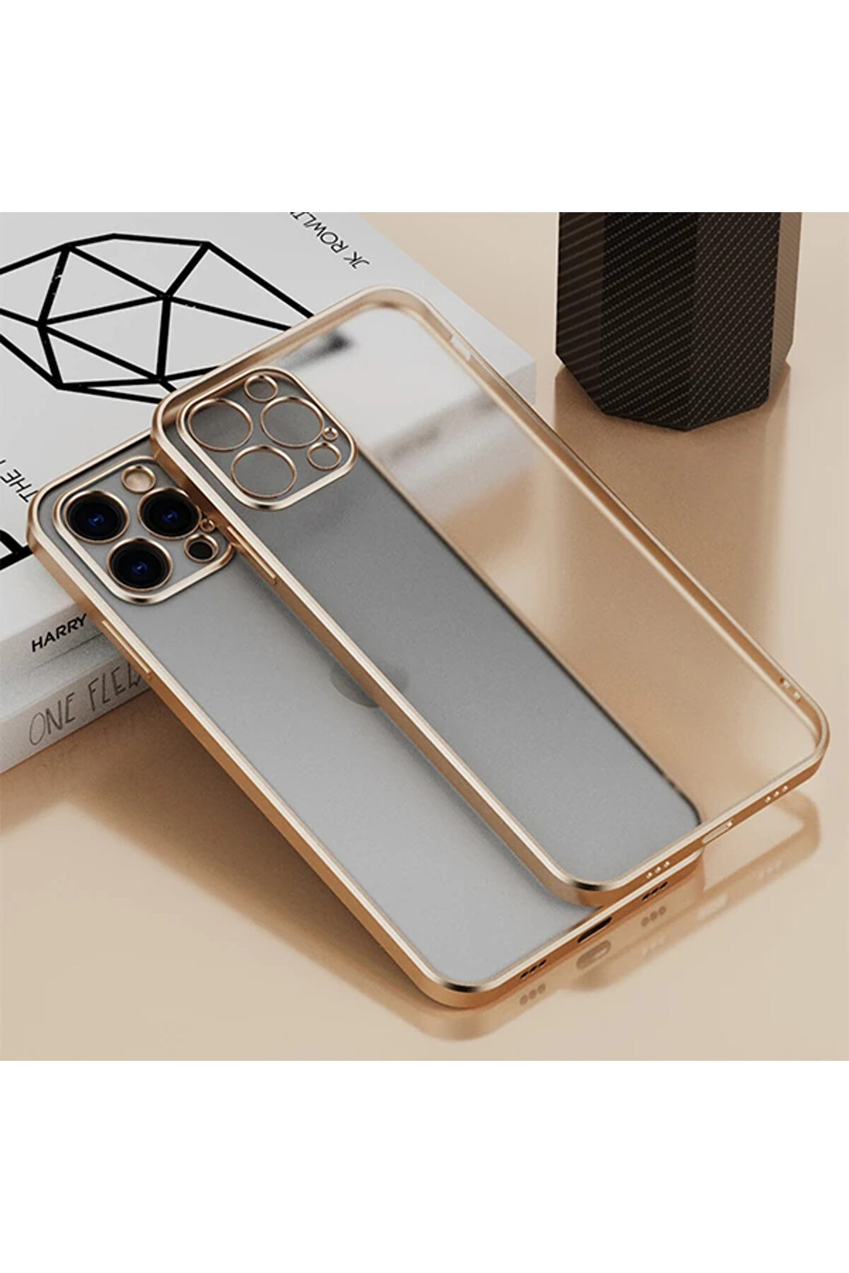 İphone 13 Pro Renkli̇ Kenar Şeffaf Kılıf Kamera Korumalı Si̇li̇kon Kılıf-(190 - Dropx7155-7207