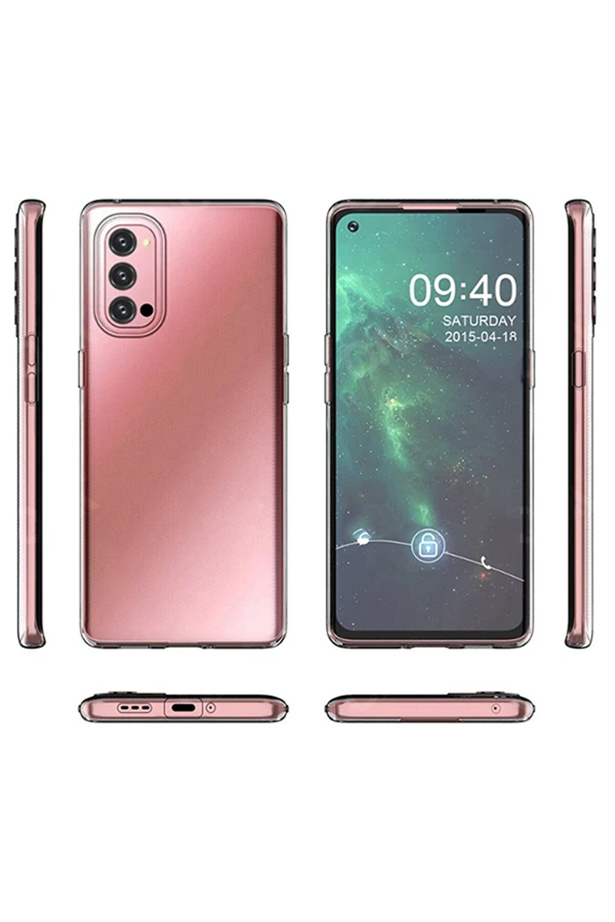 Oppo Reno 4 2.0Mm Şeffaf Si̇li̇kon Kılıf Shockproof Kılıf-(5775) - Gms6340-8999