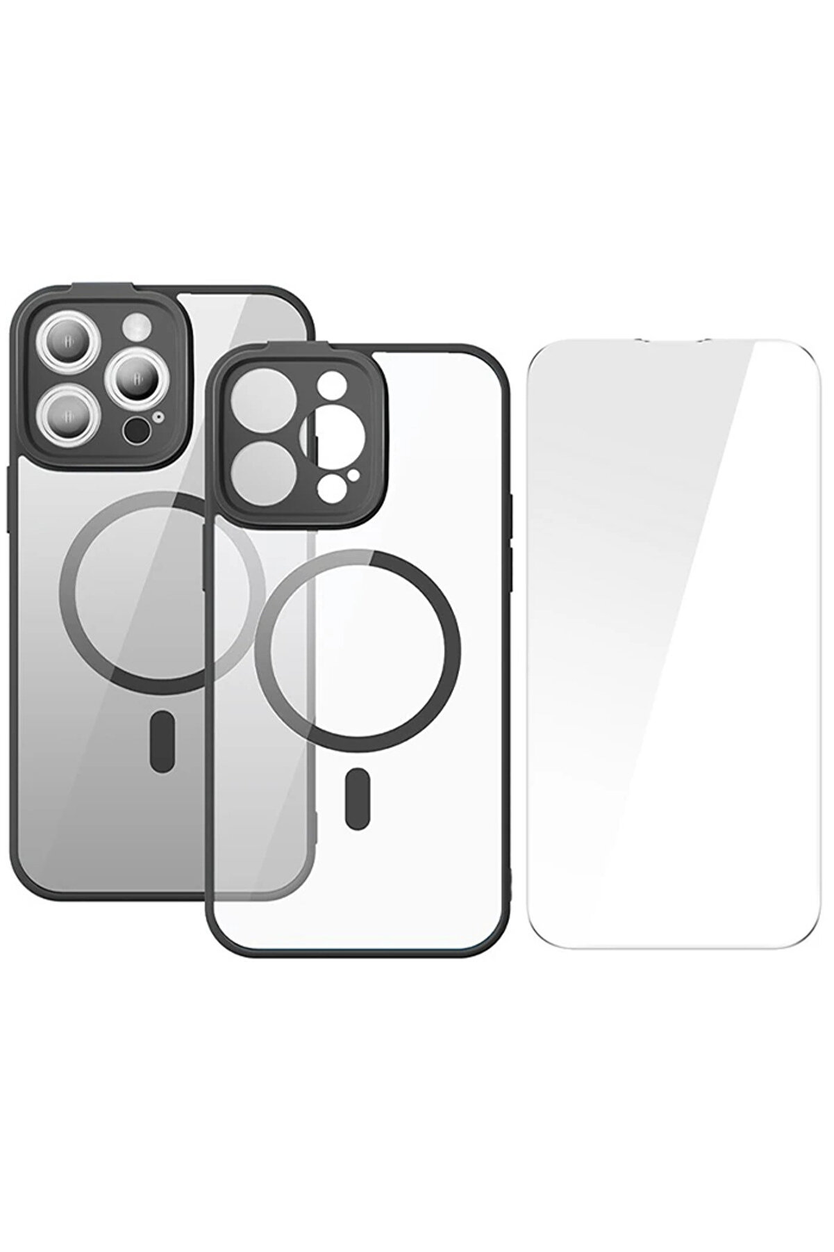 Frame Seri̇es İphone 14 Pro 6.1 Kamera Koruyuculu Magsafe Kılıf + Tempered Ekran Ko - Gms6598-8092