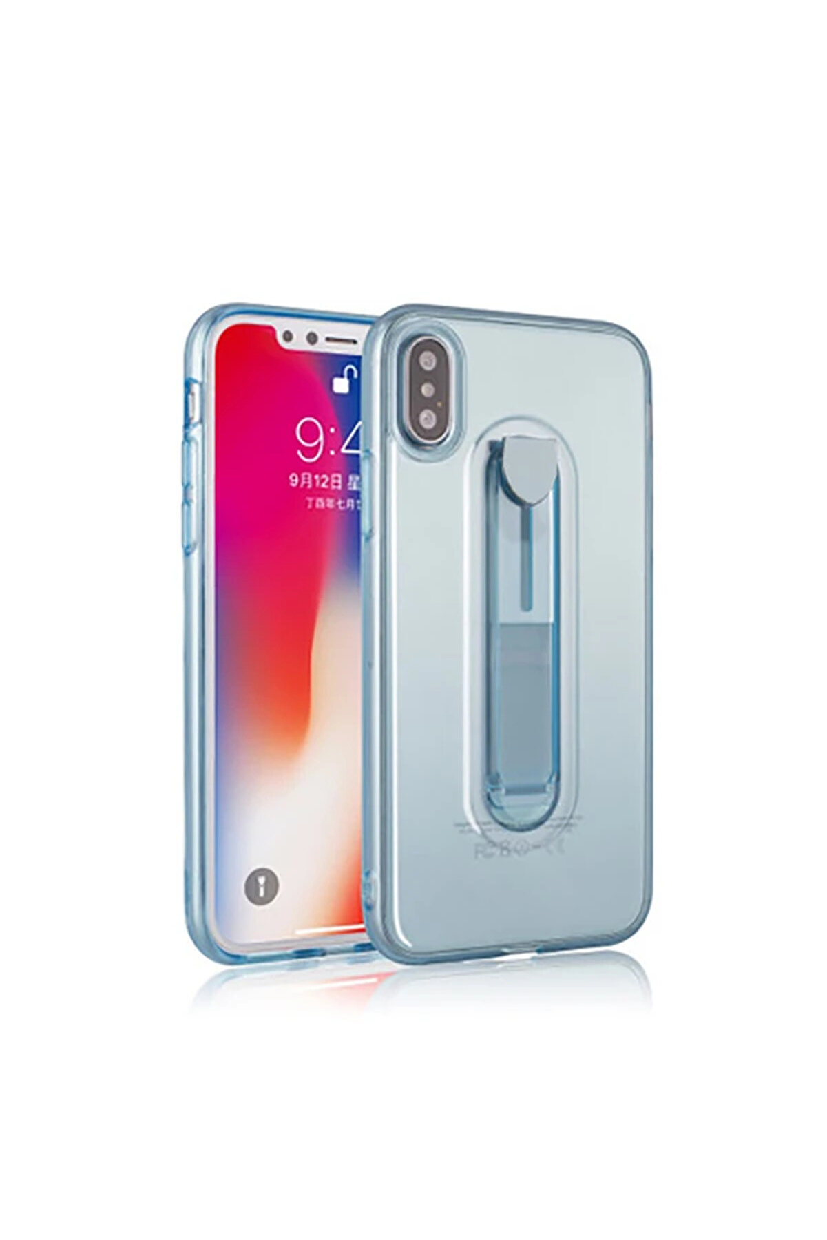 İphone X Xs Selfi̇e Yüzüklü Şeffaf Si̇li̇kon Kılıf-(5775) - Gms2035-4651