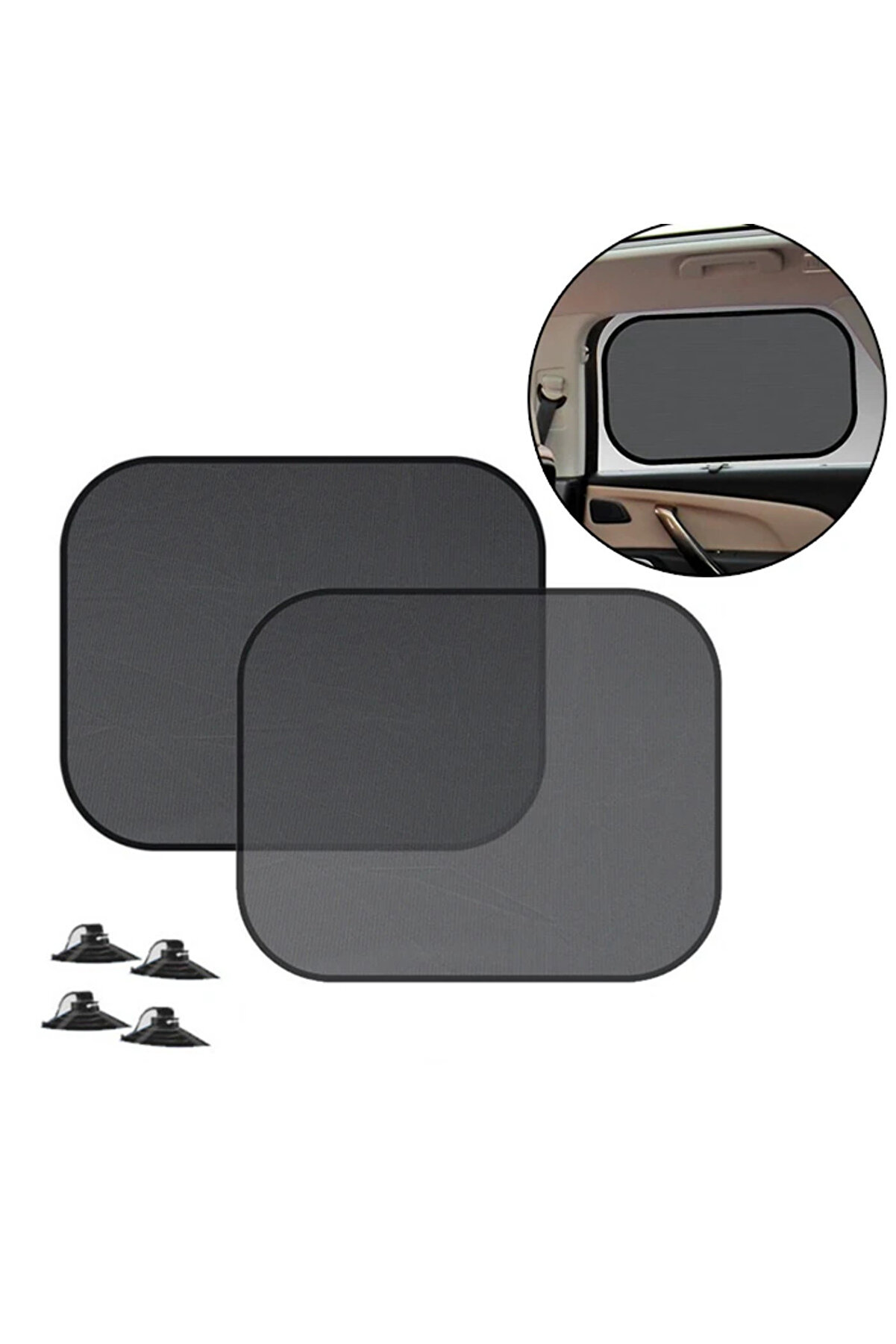 CepteToptan Ally Araç Oto Yan Cam Vantuzlu Güneşlik Kalkan 2 Adet 36x44cm-(1903) - DROPX1357-8269