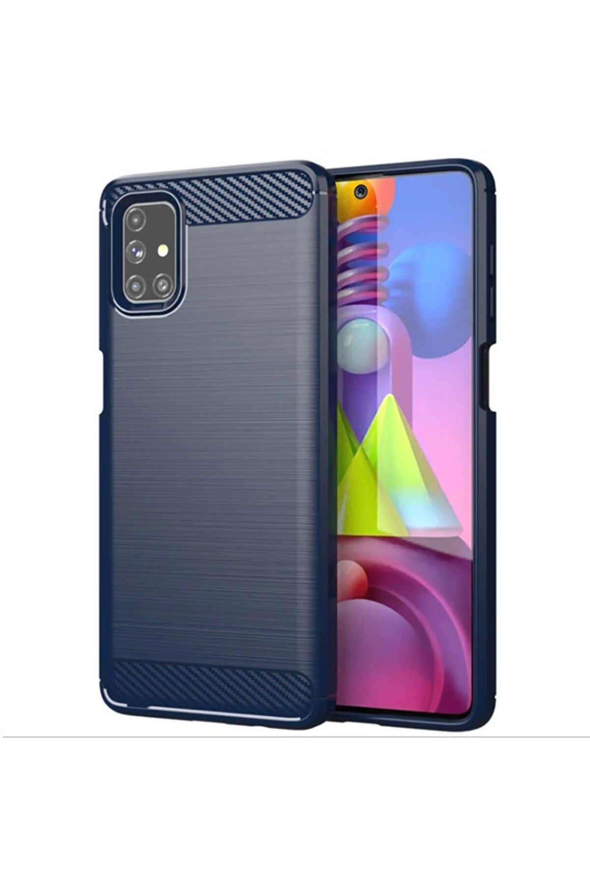 Ally Samsung Galaxy M51 Brushed Carbon Fi̇ber Si̇li̇kon Kılıf-(1903) - Dropx9698-2238