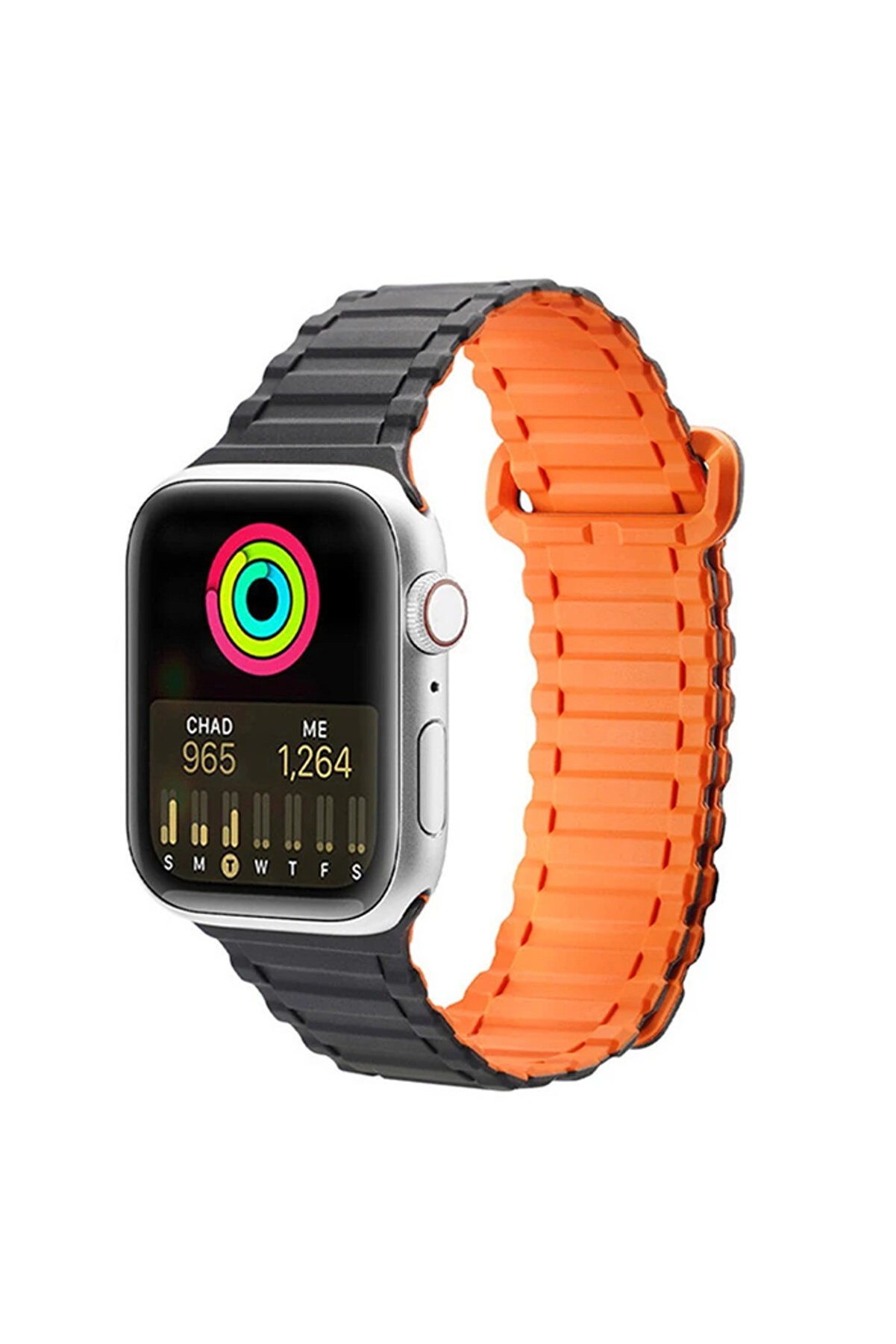 CepteToptan Dux Ducis Apple Watch 42/44/45MM için Manyetik Armor Silikon Kordon Kayış-(19 - DROPX1534-8630