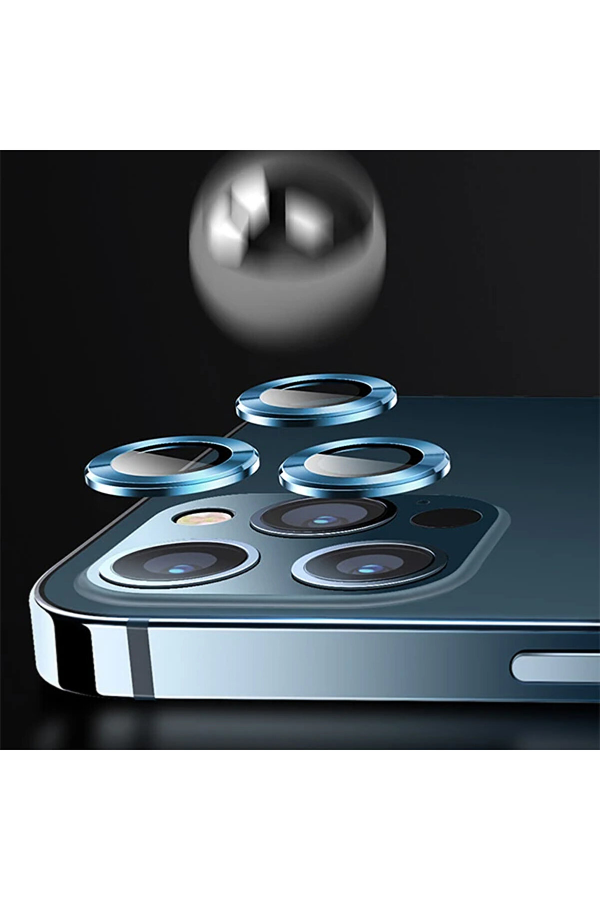 Usams İphone 12 Pro 3D Metal Çerçeveli̇ Kamera Lens Koruyucu-(5775) - Gms2109-9050