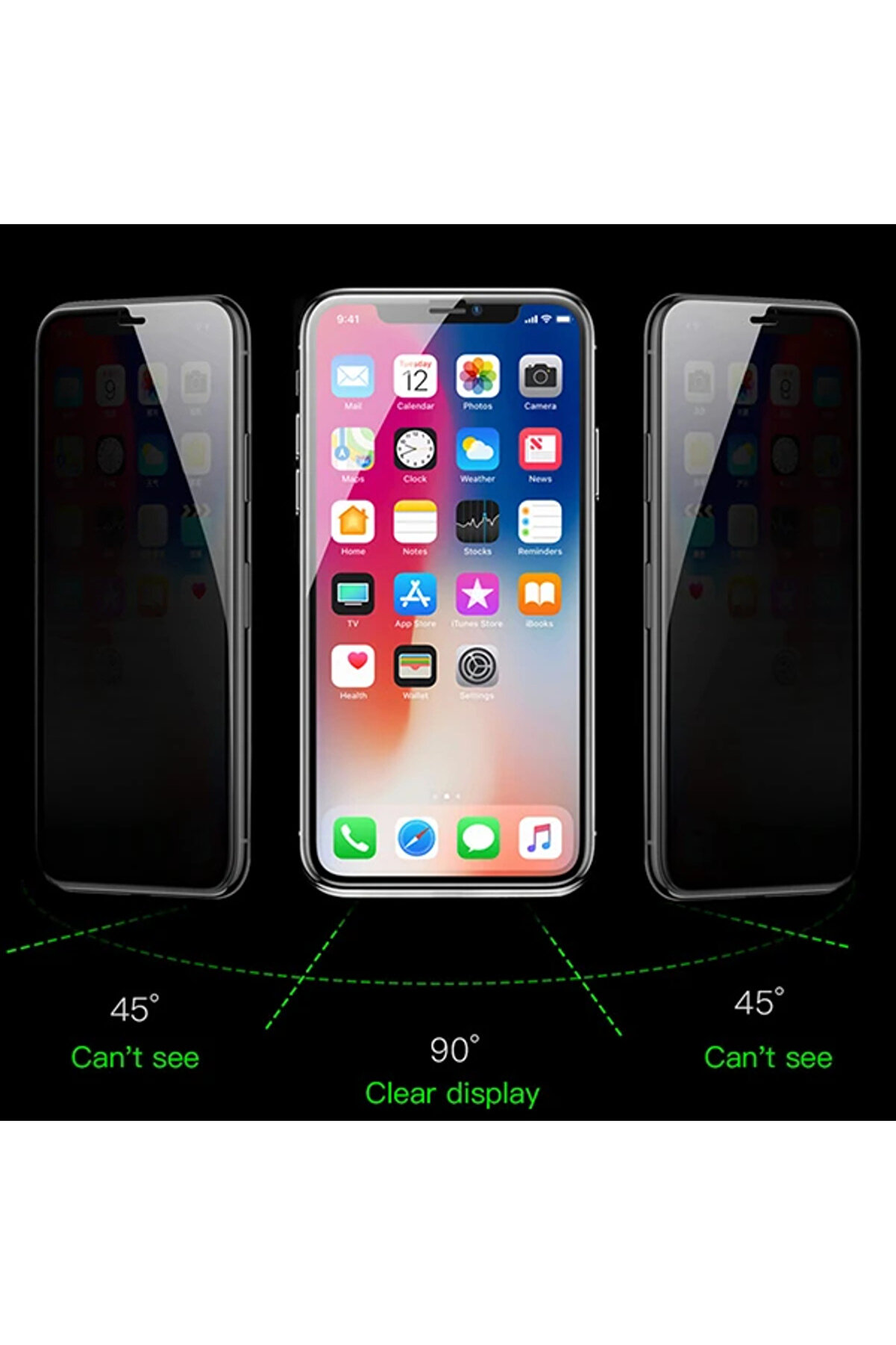 İphone 11 Pro Max- Xs Max 3D Anti̇-Peep Pri̇vacy Gi̇zli̇li̇k Cam Ekran Koruyucu-(190 - Dropx8848-3065