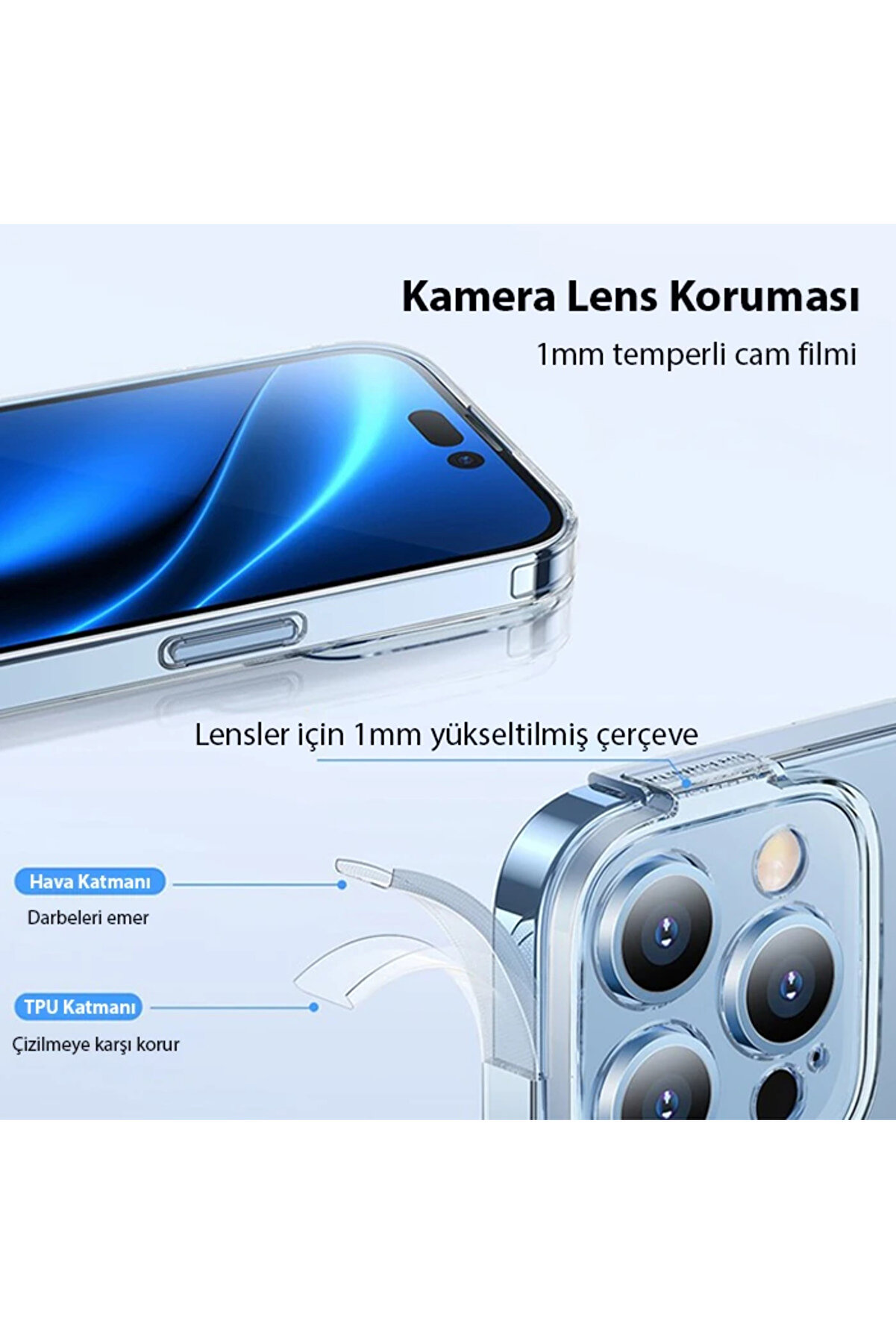 Si̇mple Case İphone 14 Pro 6.1 Kamera Korumalı İnce Si̇li̇kon Şeffaf Kılıf-(5775) - Gms5074-5151