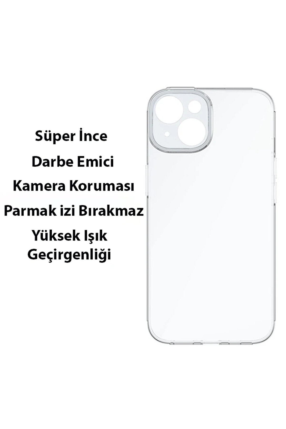 Si̇mple Case İphone 14 6.1 Kamera Korumalı İnce Si̇li̇kon Şeffaf Kılıf-(1903) - Dropx9590-9174