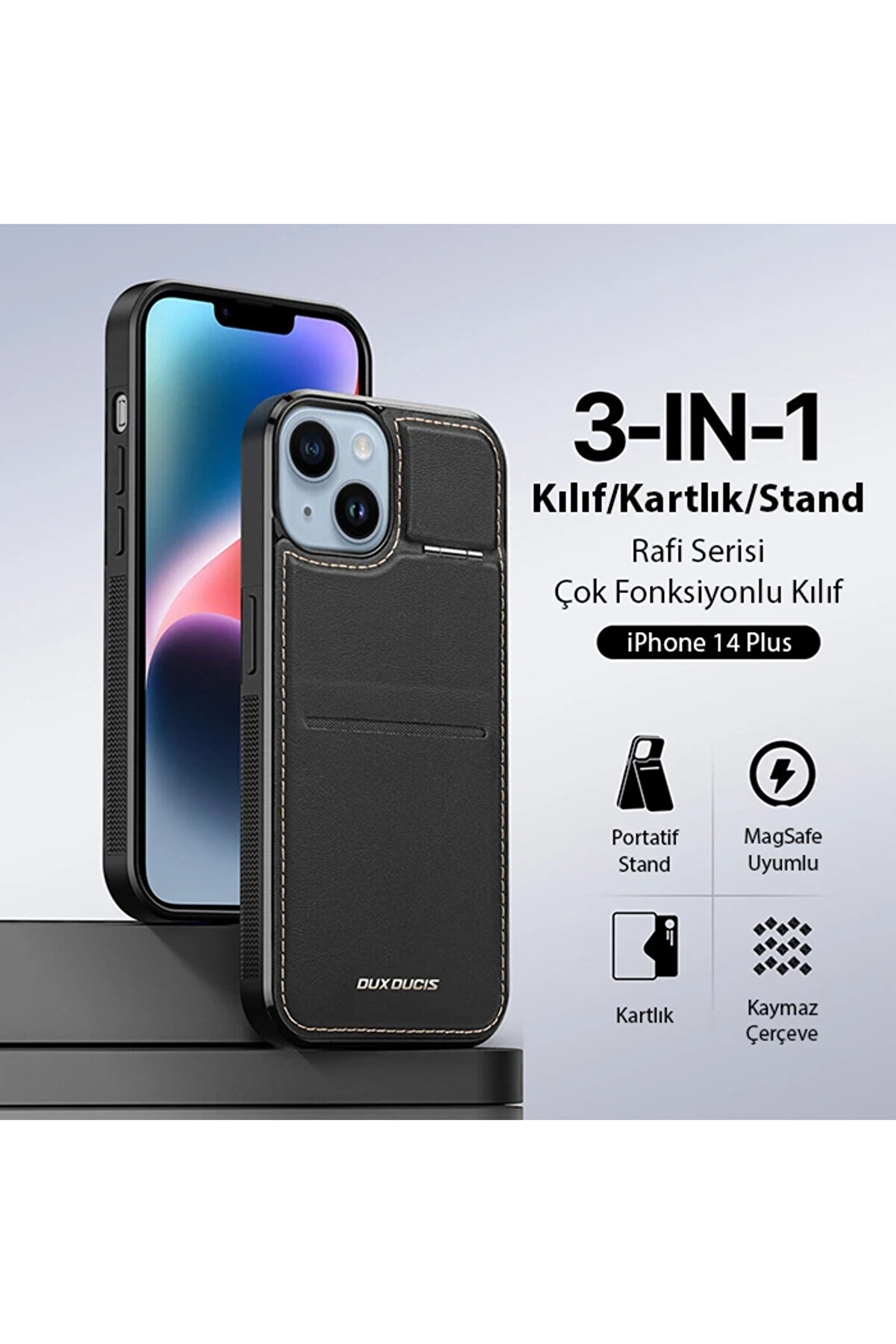 Dux Duci̇s İphone 14 Plus Rafi̇ Seri̇es Magsafe Premi̇um Deri̇ Kılıf-(5775) - Gms9414-5855