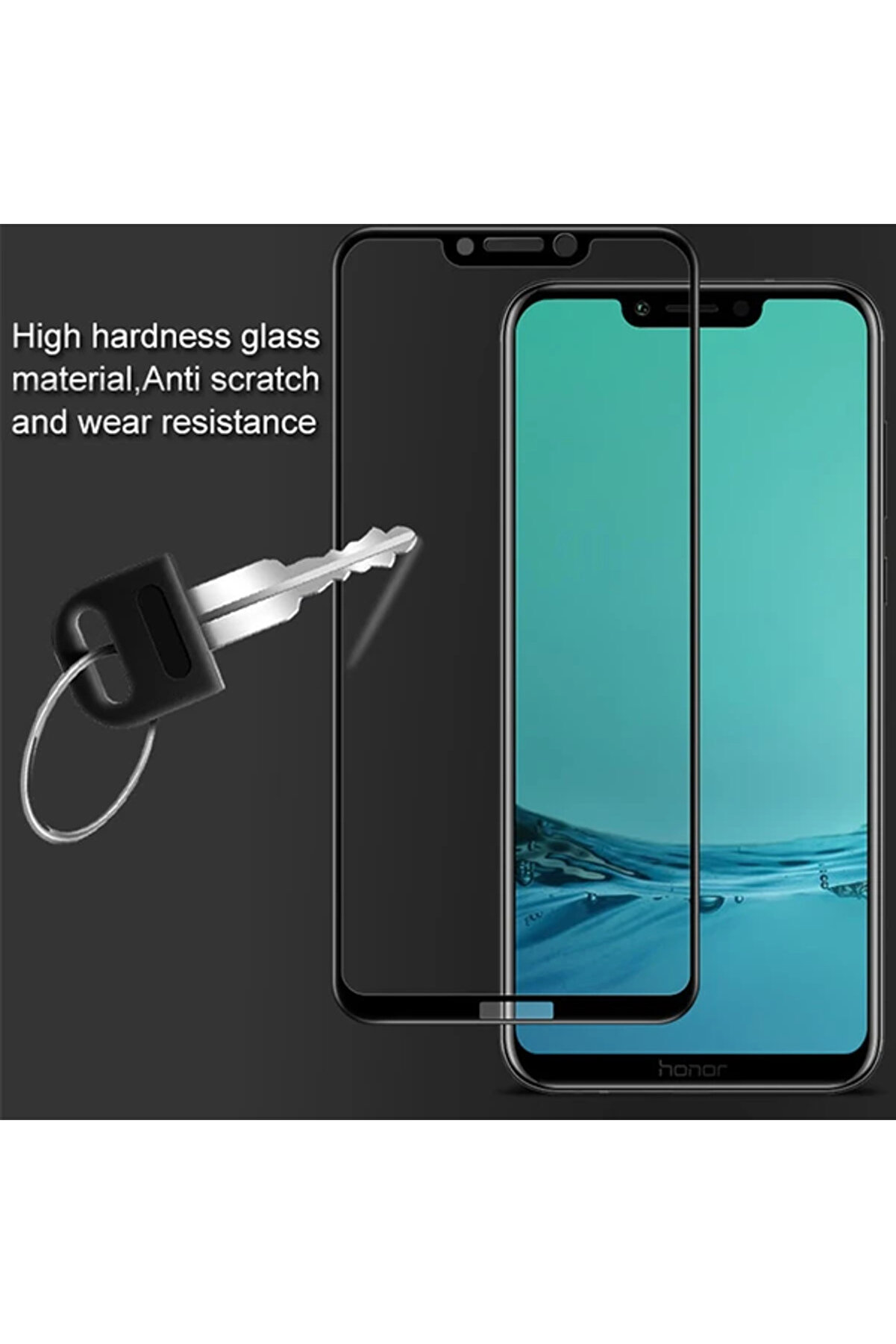 Huawei̇ Honor Play Full Glue Tempered Full Cam Ekran Koruyucu-(1903) - Dropx4485-4321