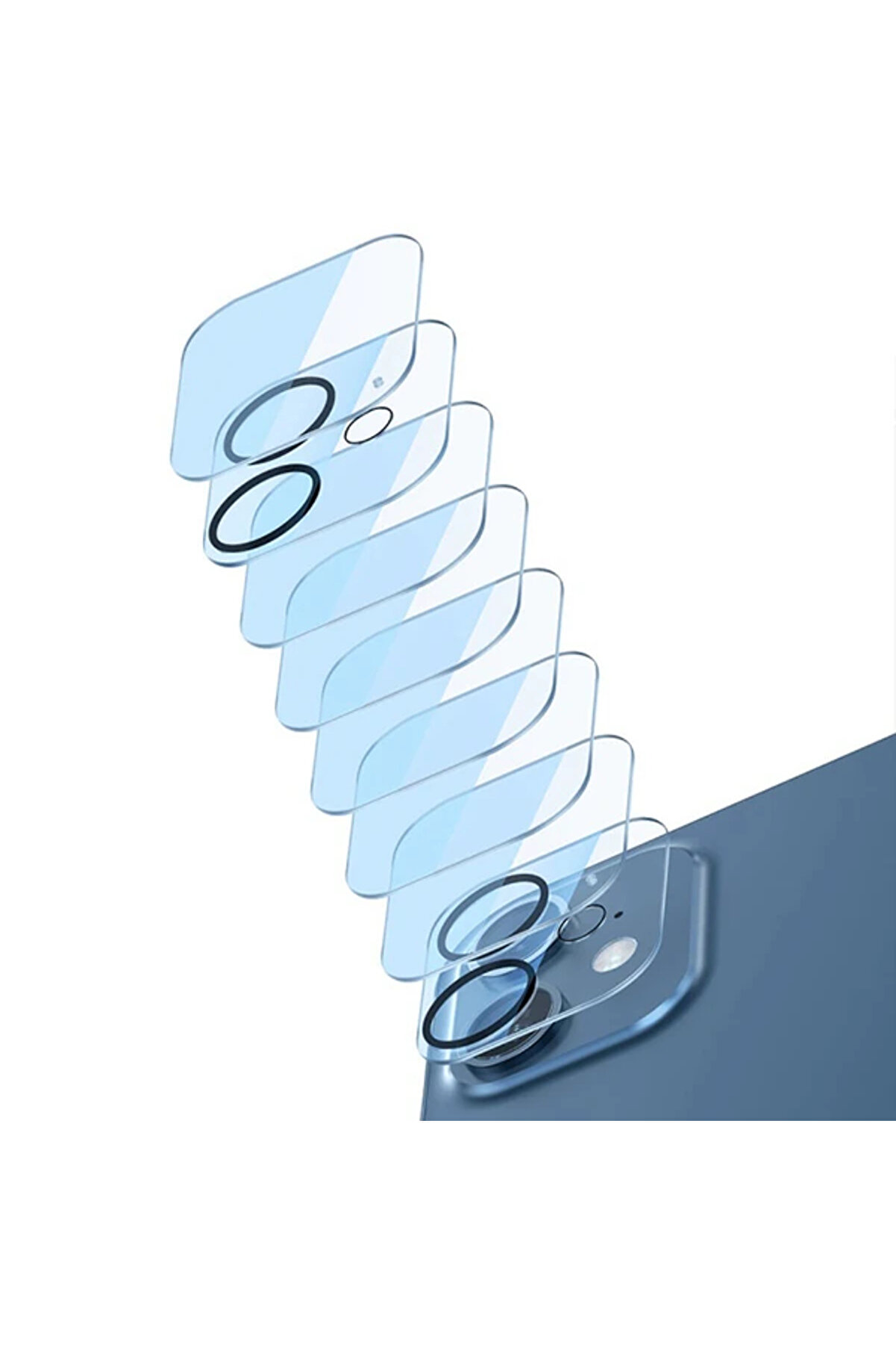 İphone 12 Mi̇ni̇ 5.4 3D Full Kaplama Kamera Koruyucu Cam 2 Adet Set-(5775) - Gms6881-6765