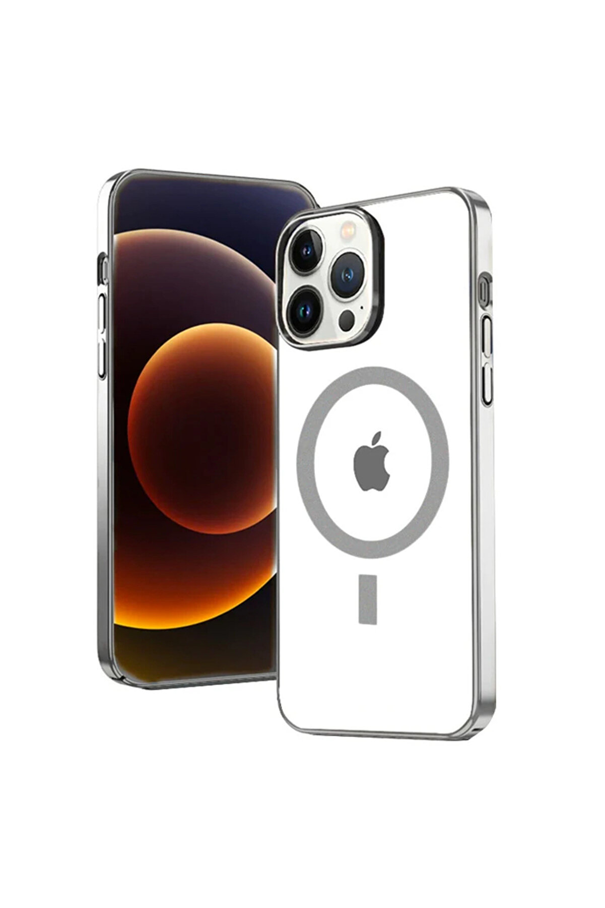 Ally İphone 13 Pro Max 6.7İnç Magsafe Uyumlu Renkli̇ Kenar Si̇li̇kon Kılıf-(1903 - Dropx9696-8619