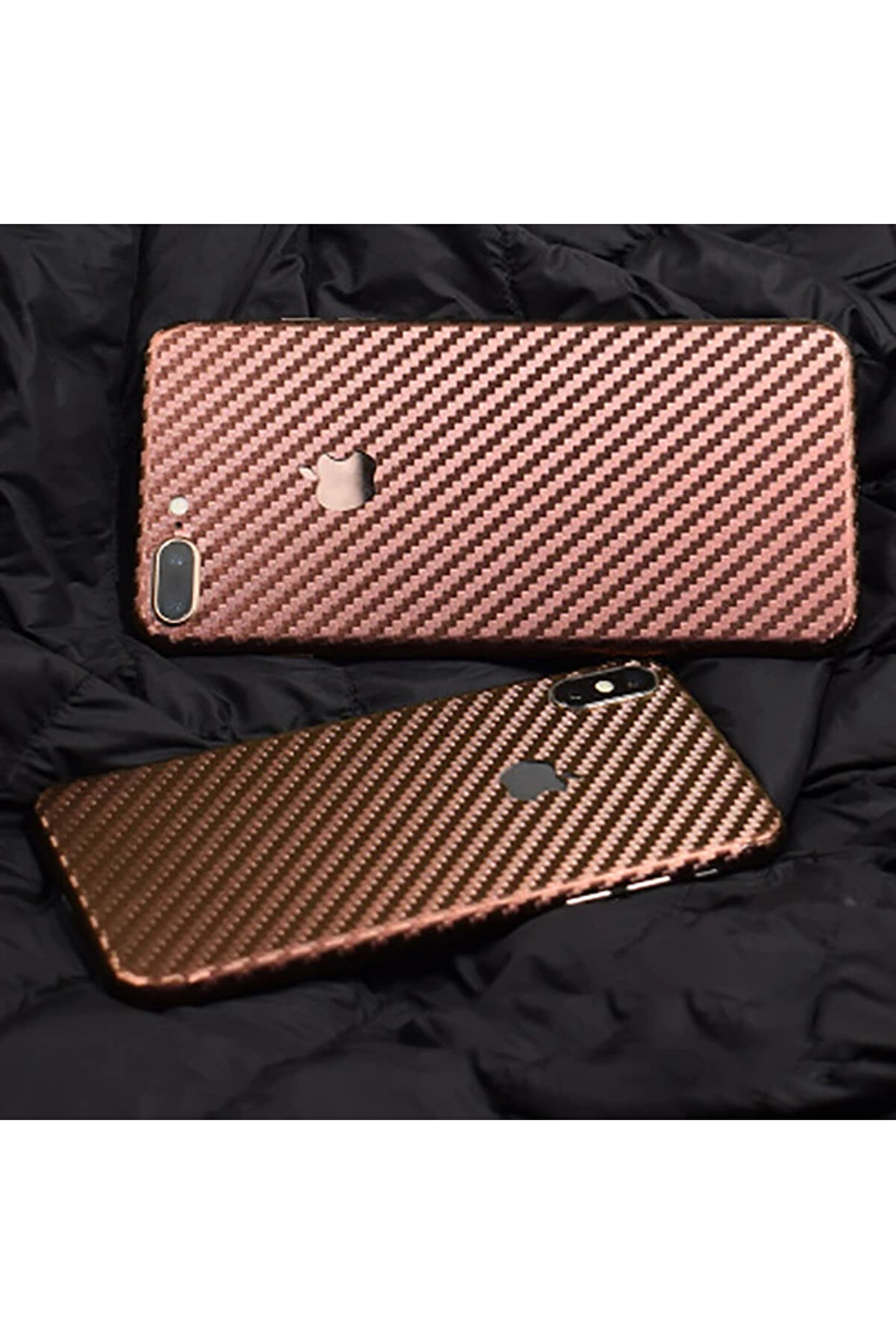 CepteToptan İphone 8 Plus Parlak Karbon Fiber Telefon Kaplaması Arka Sticker-(1903) - BRH021133-7806