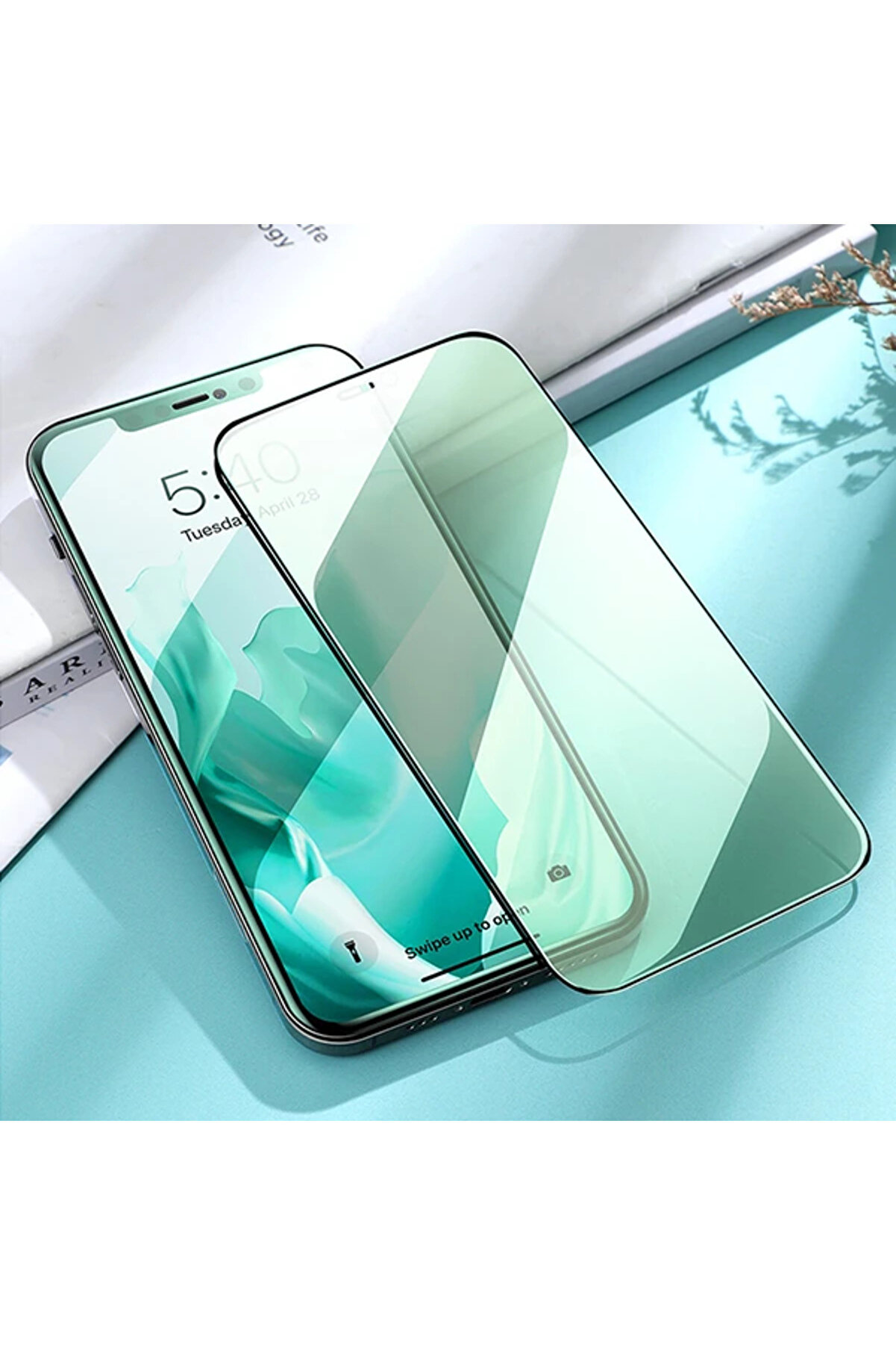 Ally İphone 12 Mi̇ni̇ 5.4 Anti̇ -Blue Green Li̇ght Göz Korumalı Tempered Full Ekran K - Gms8749-7404