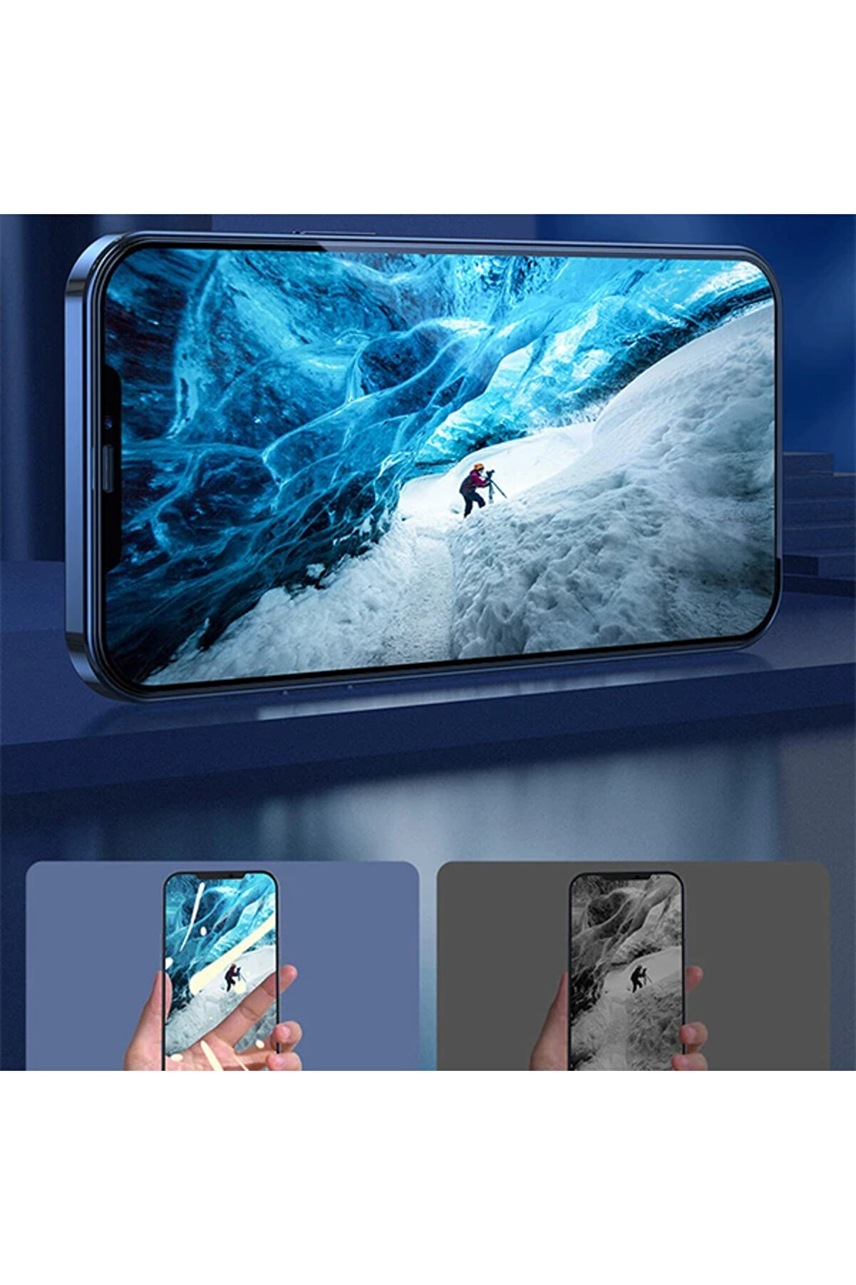 İphone 12 Pro Max 6.7 Ekran Koruyucu 0.3Mm Full Anti̇ Blue Li̇ght Tempered Cam Ek - Dropx2331-9474