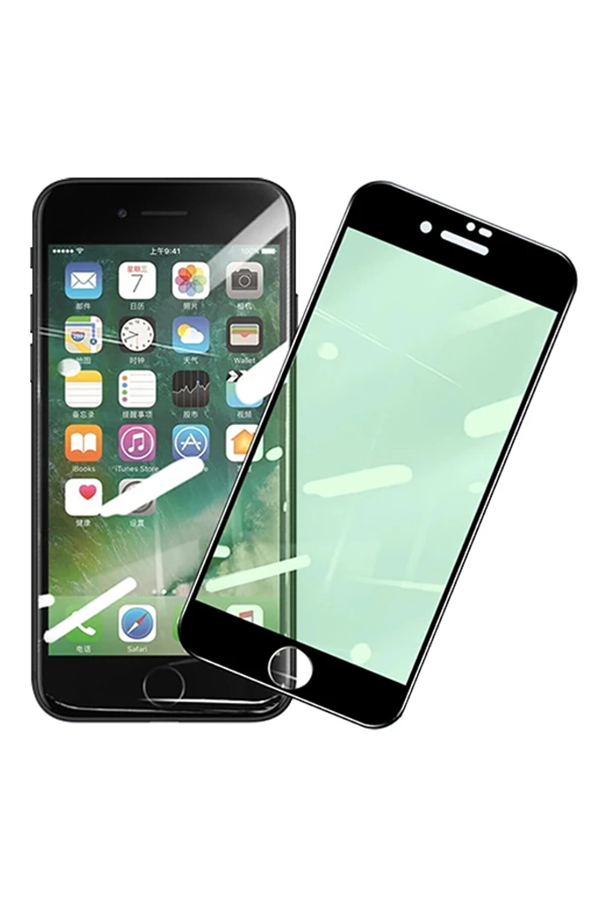CepteToptan ALLY İPhone 8 Plus 7 Plus Anti -Blue Green Light Göz Korumalı Tempered Full E - DROPX7104-7084