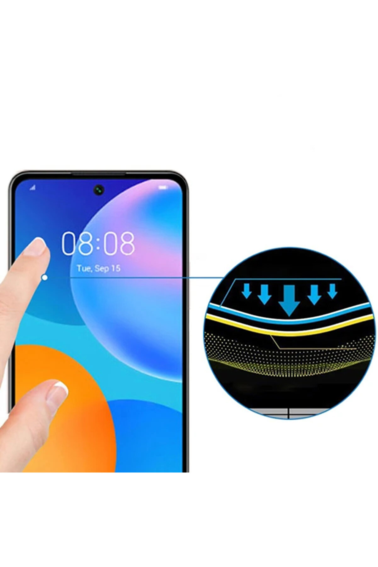 Huawei̇ P Smart 2021 Full Glue Tempered Cam Ekran Koruyucu-(5775) - Uyumlu