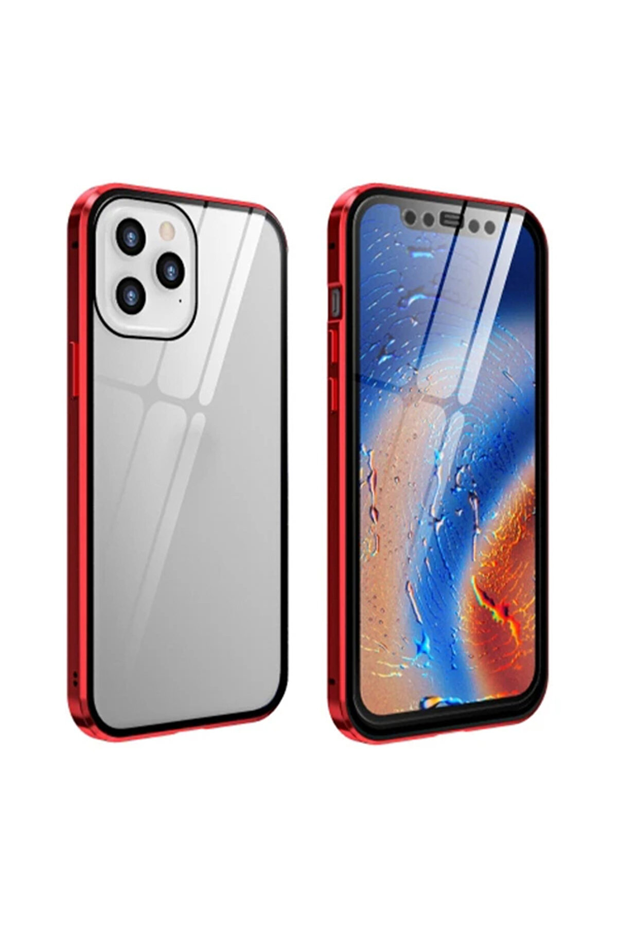 gizmurstore İPhone 12 Pro Mıknatıslı 360 Derece Ön ve Arka Cam Full Korumalı Manyetik Kıl - GMS2643-3118