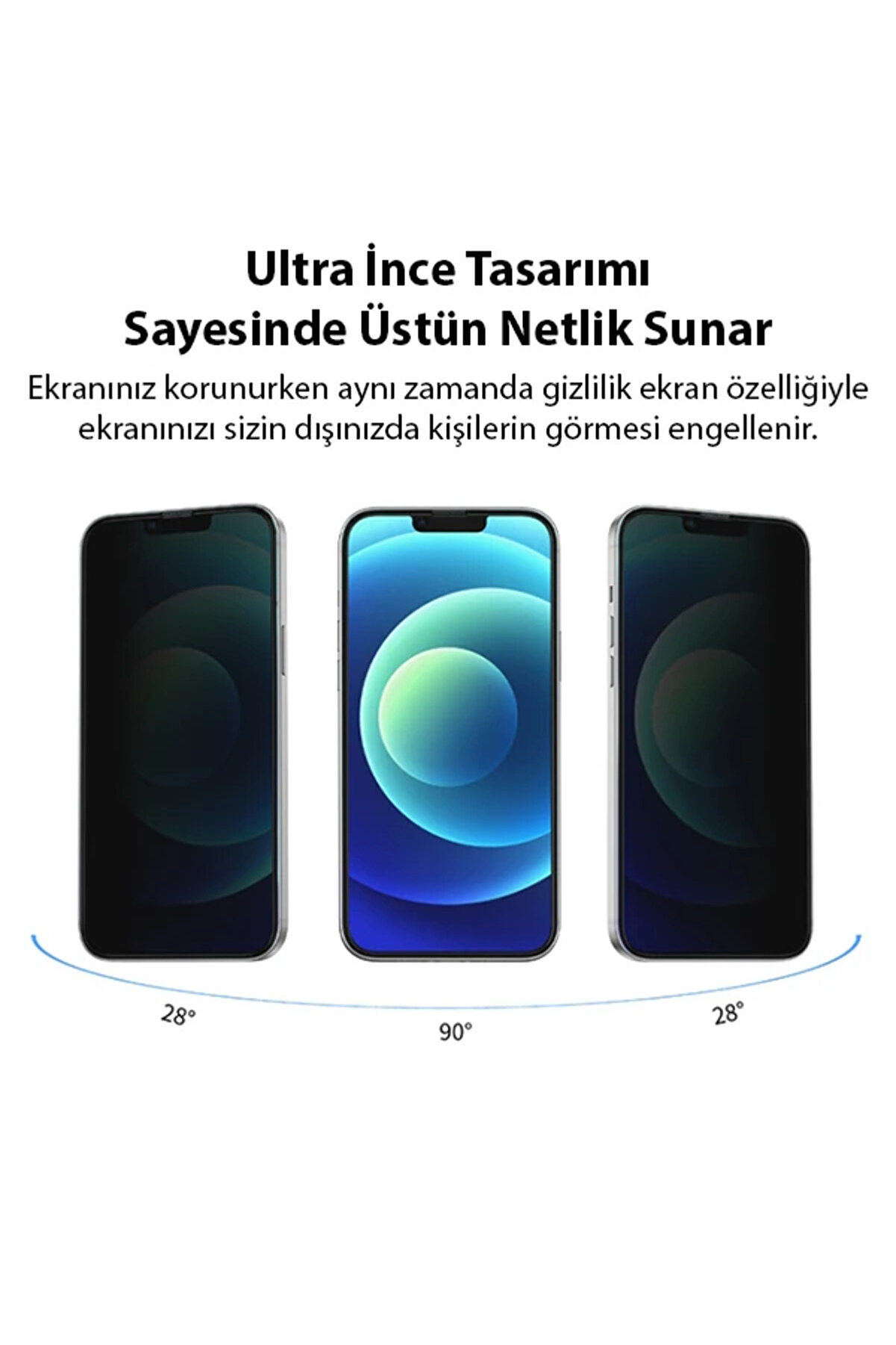 Ally İphone 13 Mi̇ni̇ 3D Full Pri̇vacy Gi̇zli̇li̇k Cam Ekran Koruyucu Anti̇-Spy-(1903) - Dropx2406-6971