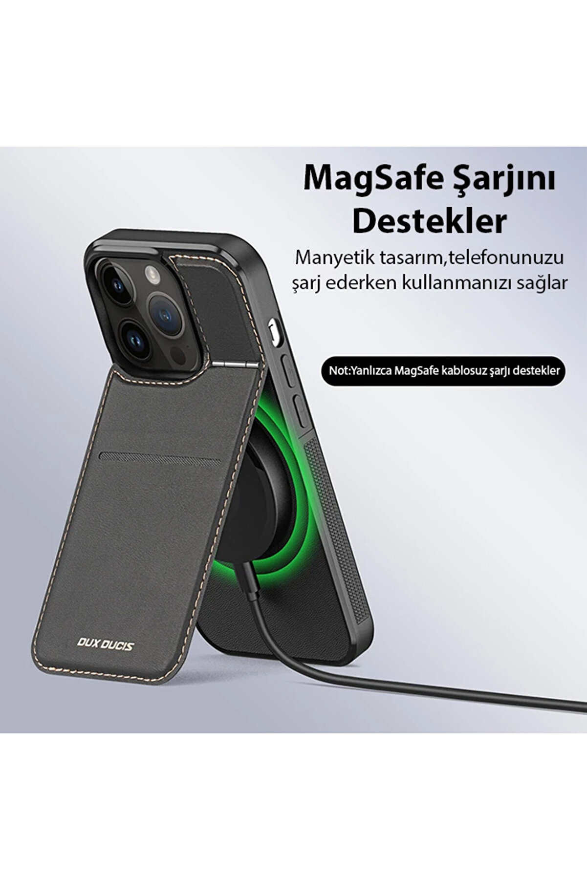 Mrpurple Dux Duci̇s İphone 14 Pro Rafi̇ Seri̇es Magsafe Premi̇um Deri̇ Kılıf-(5775)