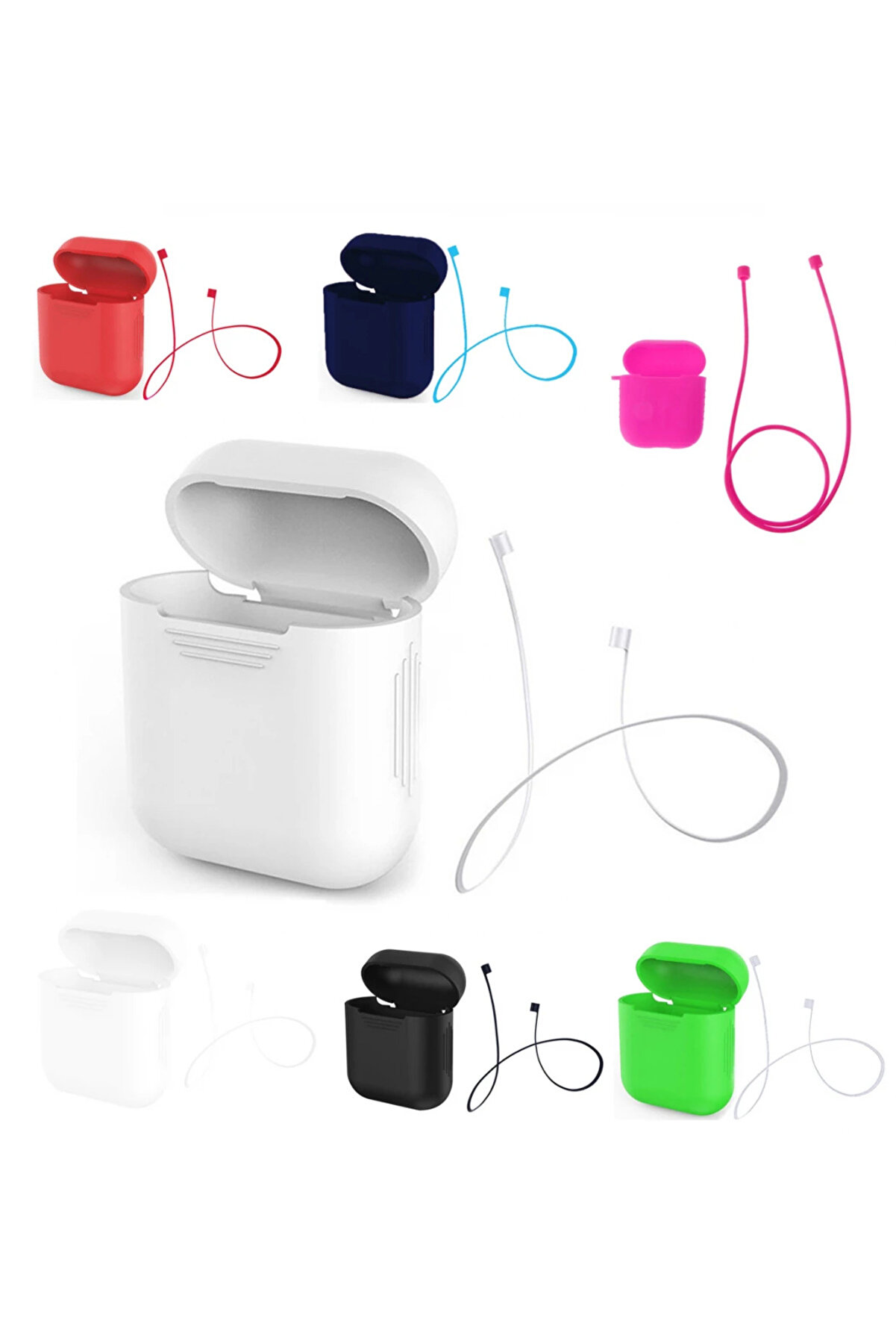 Ally Apple İçi̇n Renkli̇ Strap Kulaklık Askısı+ Si̇li̇kon Kılıf-(5775) - Gms6417-1904