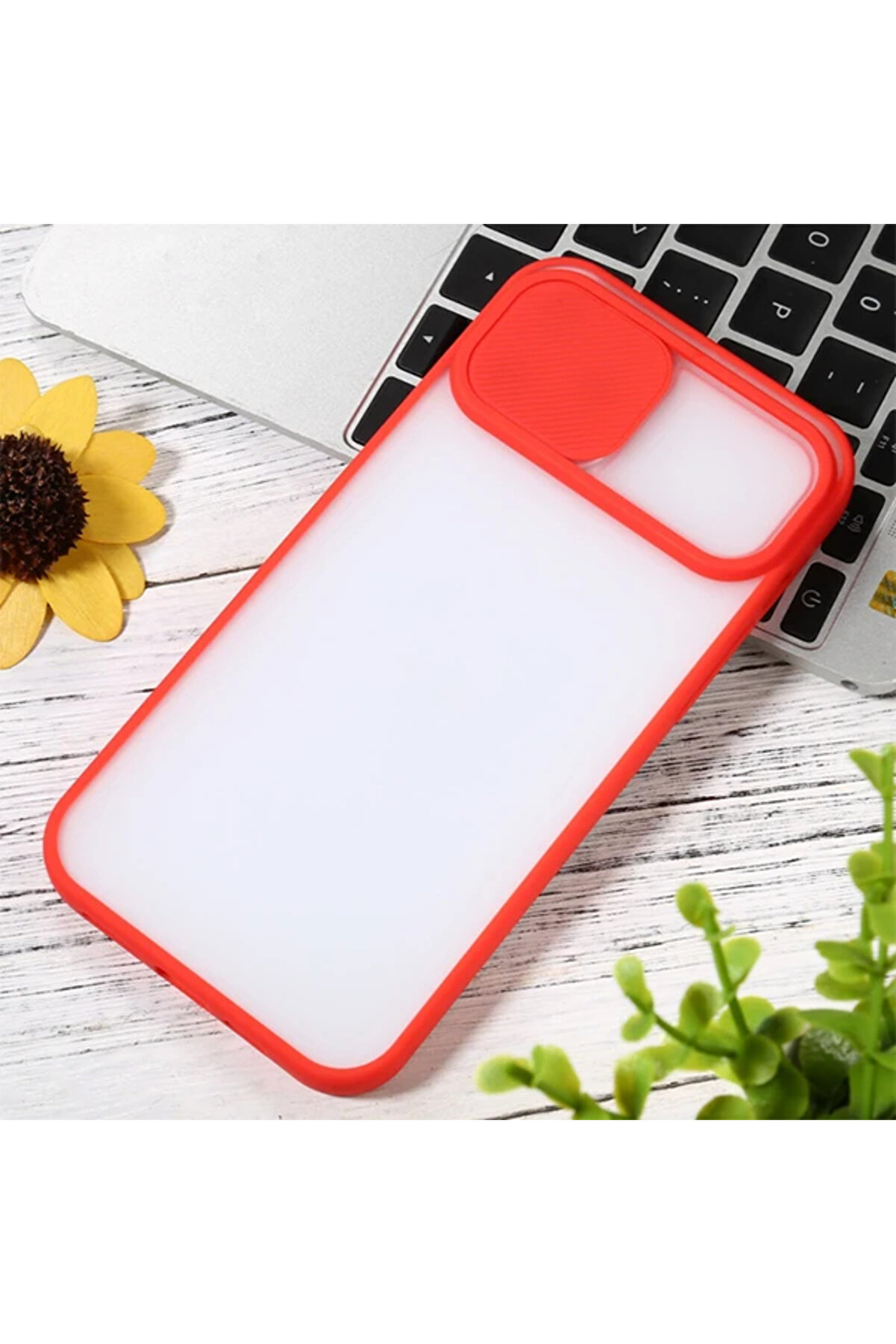 Ally İphone 12 6.1 Kamera Lens Korumalı Sürgülü Tpu Şeffaf Kılıf-(1903) - Dropx5294-1008