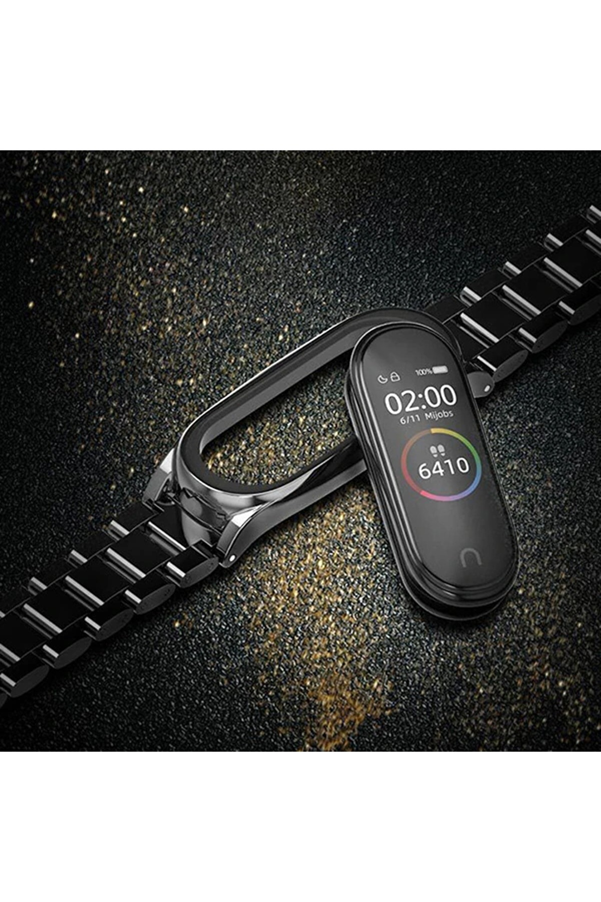 Mi̇jobs Xi̇aomi̇ Mi̇ Band 4 Akıllı Saat 3 Bakla Çeli̇k Kayış Kordon-(1903) - Dropx7162-8360