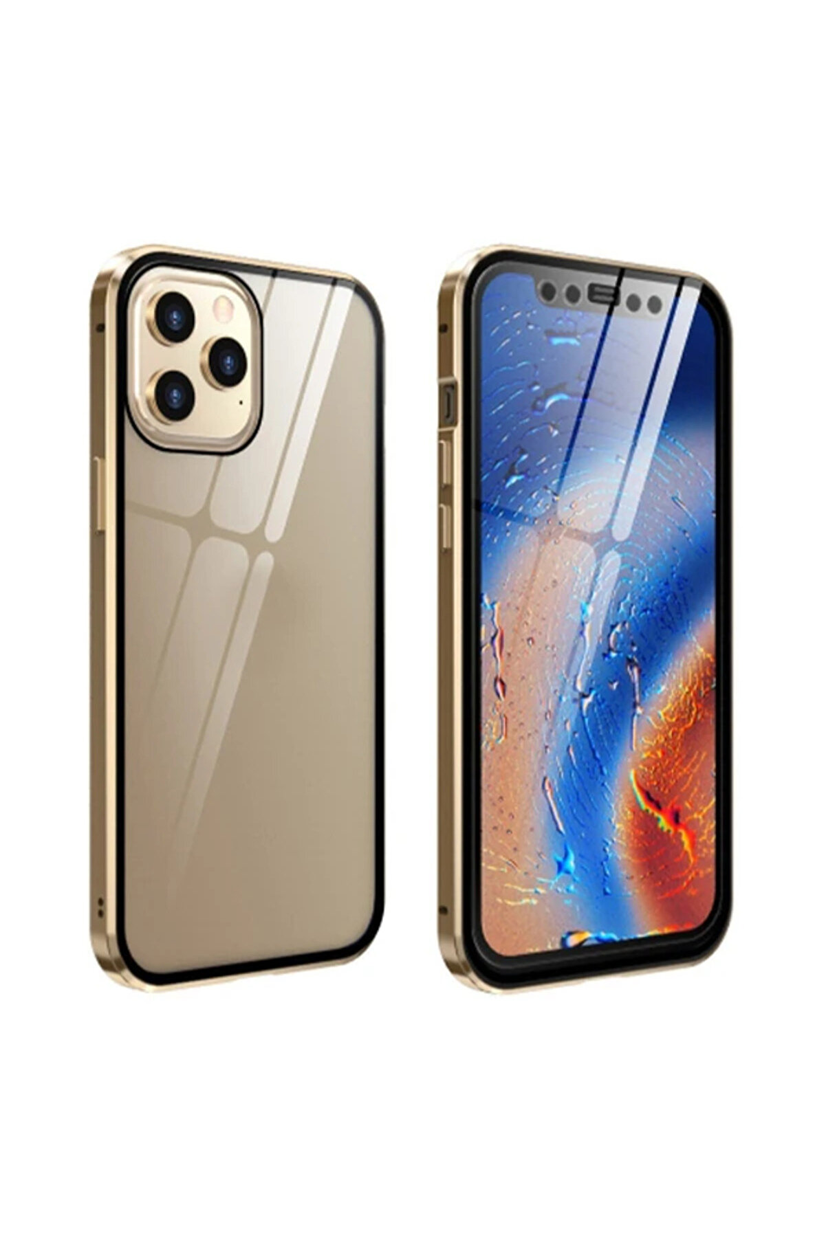 İphone 12 Pro Mıknatıslı 360 Derece Ön Ve Arka Cam Full Korumalı Manyeti̇k Kıl - Gms2643-3118